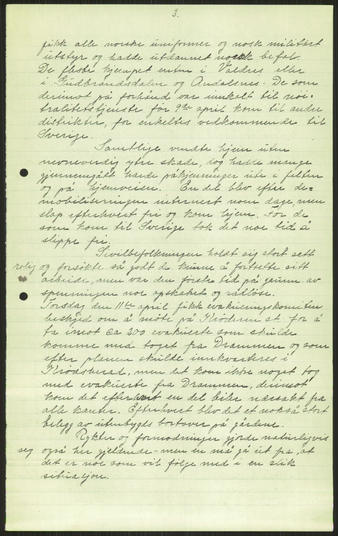 Forsvaret, Forsvarets krigshistoriske avdeling, AV/RA-RAFA-2017/Y/Ya/L0014: II-C-11-31 - Fylkesmenn.  Rapporter om krigsbegivenhetene 1940., 1940, s. 408