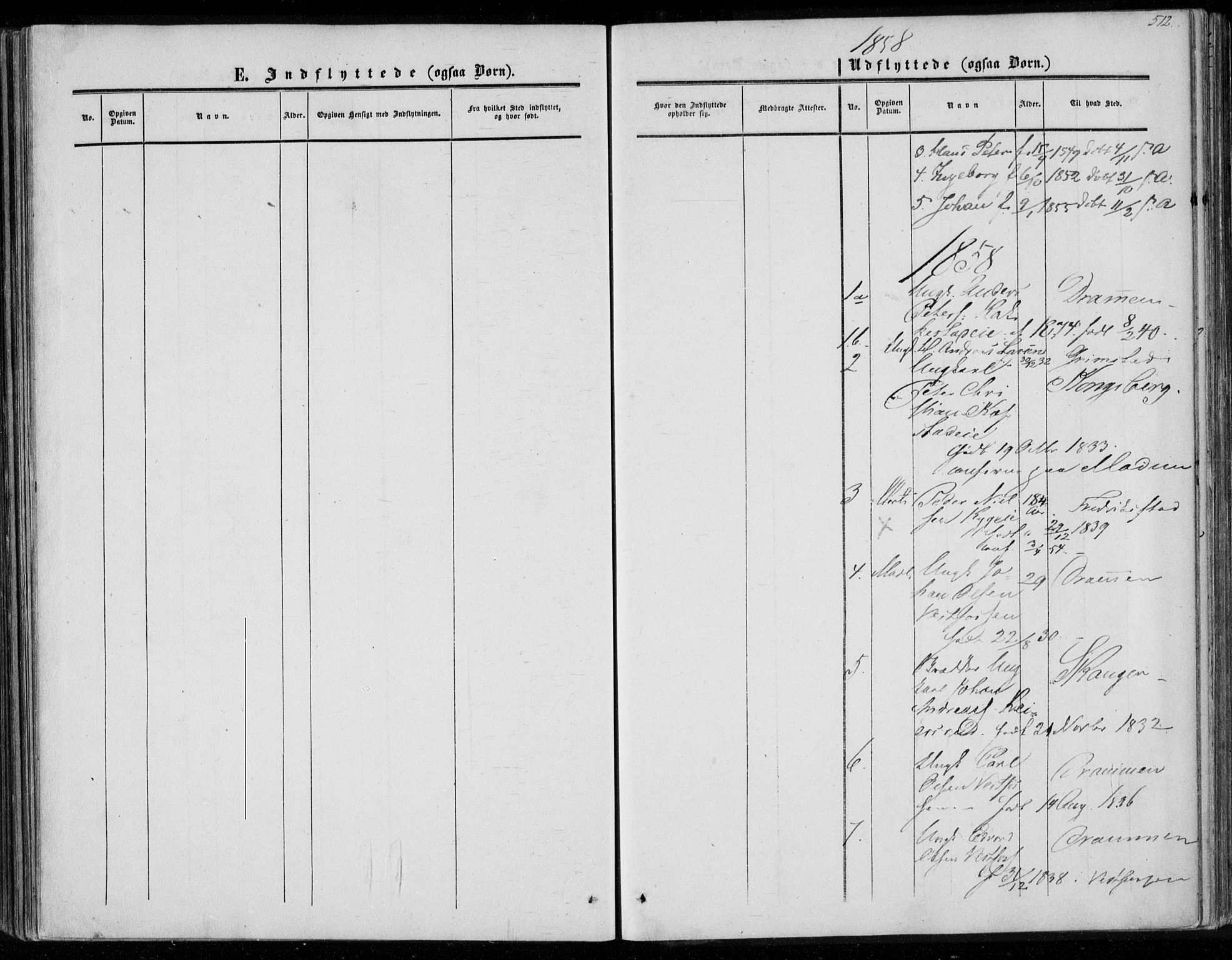 Eiker kirkebøker, SAKO/A-4/F/Fa/L0015b: Ministerialbok nr. I 15B, 1854-1860, s. 512