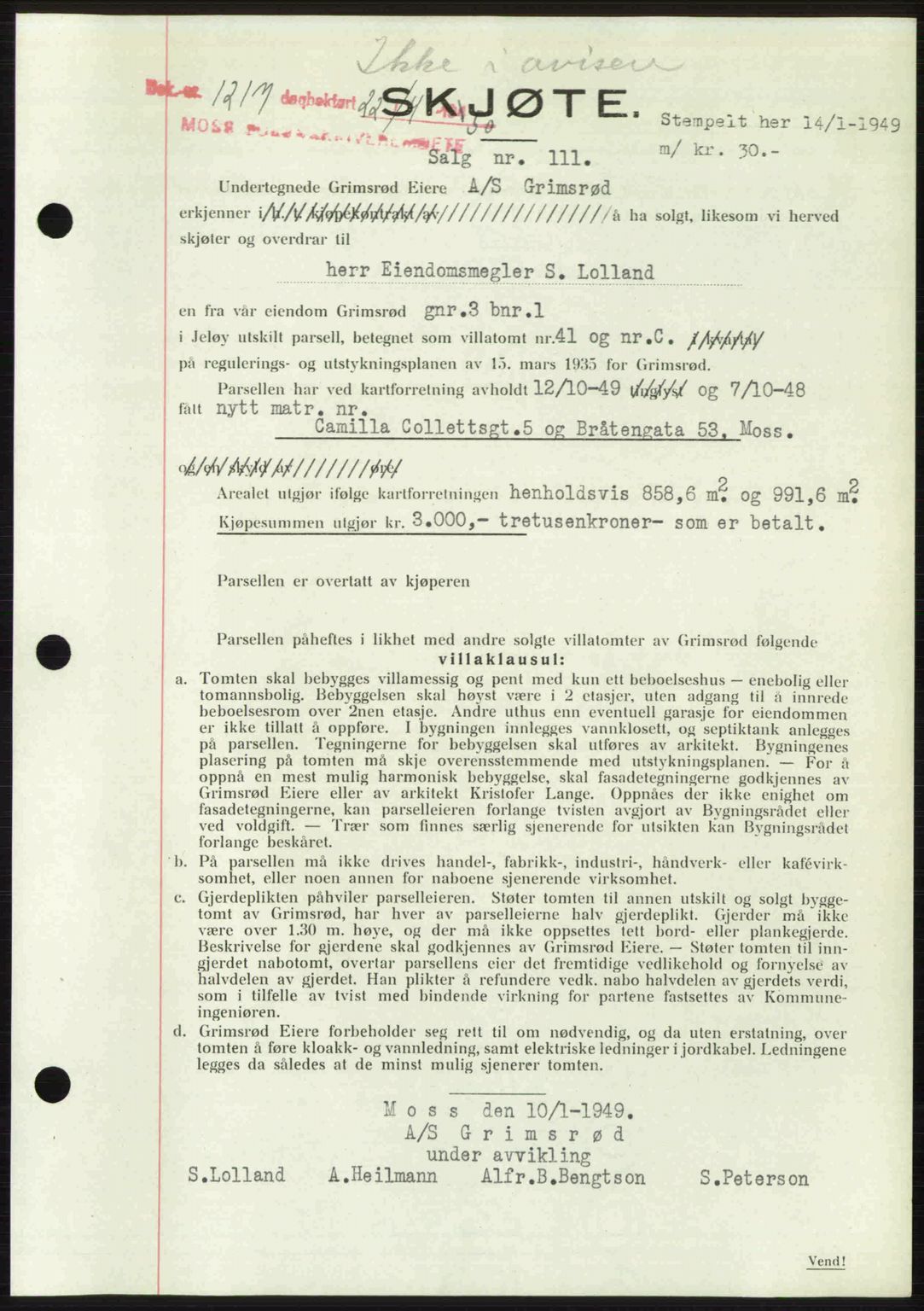 Moss sorenskriveri, SAO/A-10168: Pantebok nr. A26, 1950-1950, Dagboknr: 1217/1950