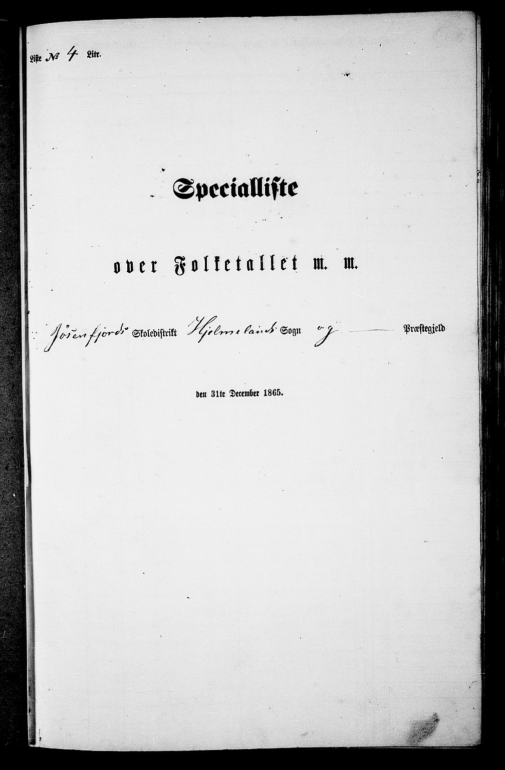 RA, Folketelling 1865 for 1133P Hjelmeland prestegjeld, 1865, s. 46