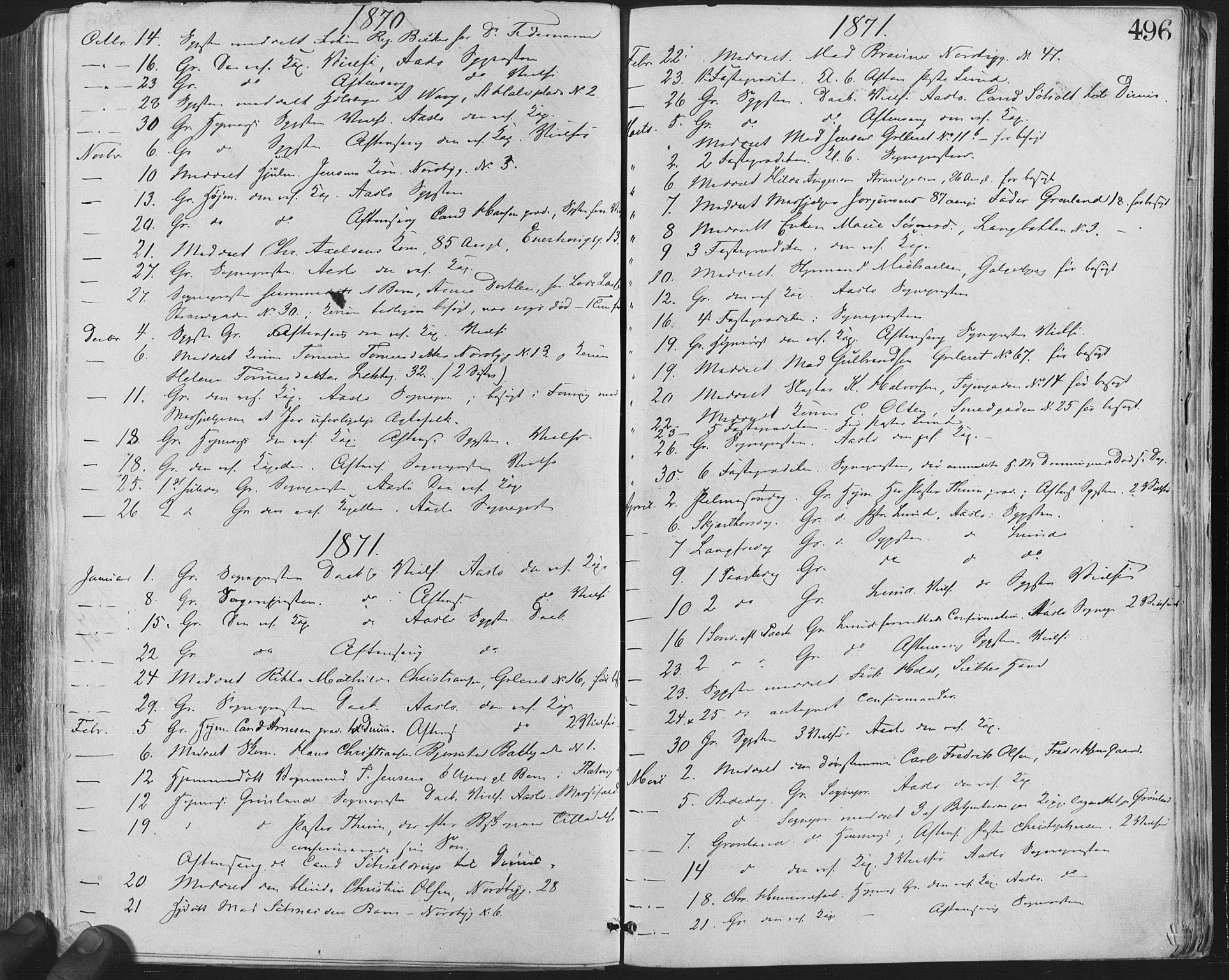Grønland prestekontor Kirkebøker, SAO/A-10848/F/Fa/L0004: Ministerialbok nr. 4, 1869-1880, s. 496