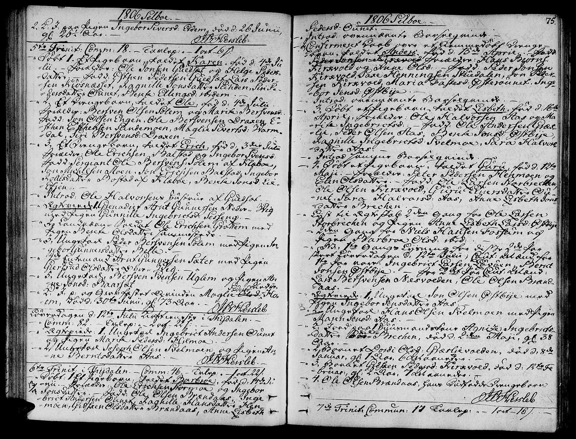 Ministerialprotokoller, klokkerbøker og fødselsregistre - Sør-Trøndelag, AV/SAT-A-1456/695/L1140: Ministerialbok nr. 695A03, 1801-1815, s. 75