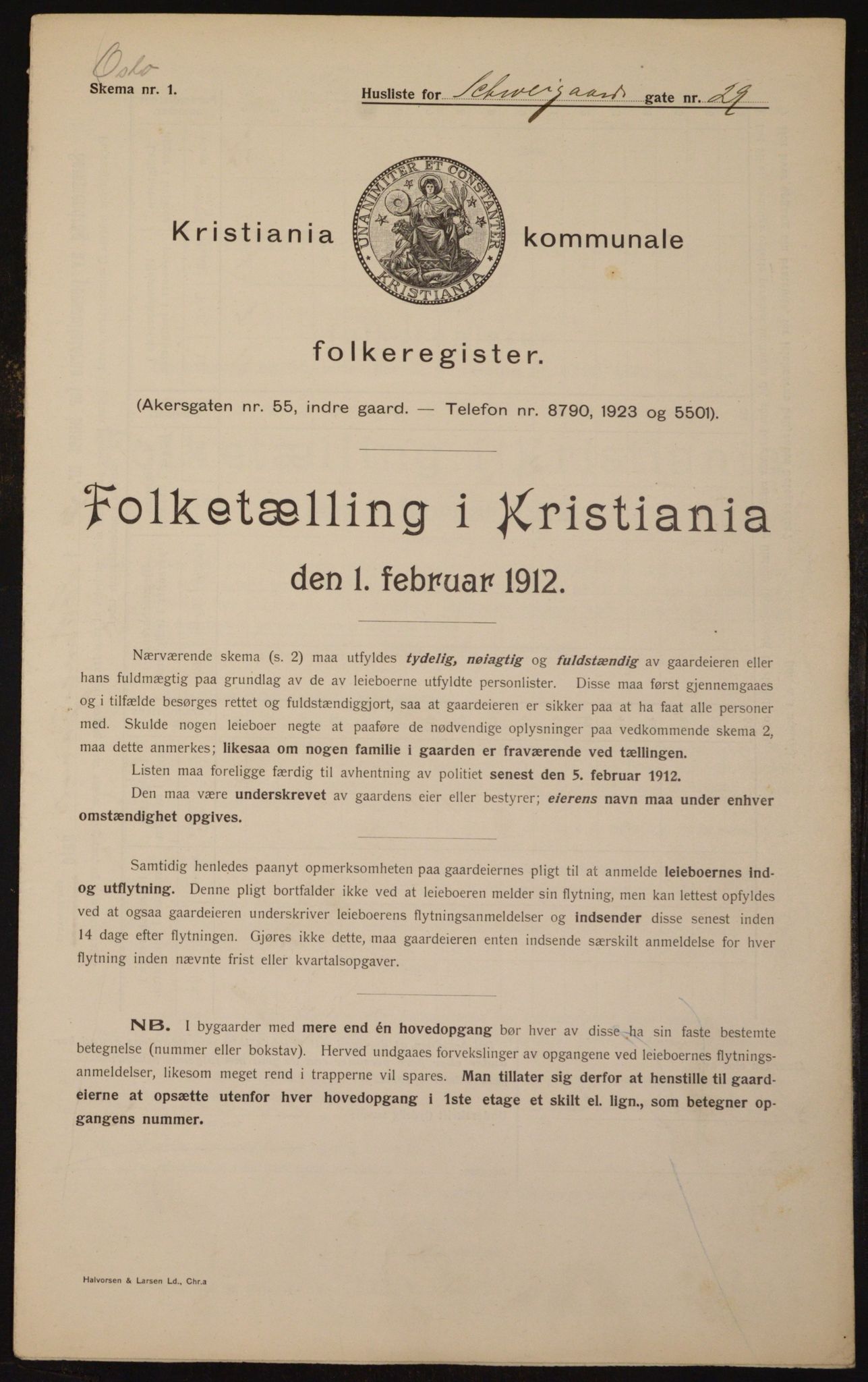 OBA, Kommunal folketelling 1.2.1912 for Kristiania, 1912, s. 91020