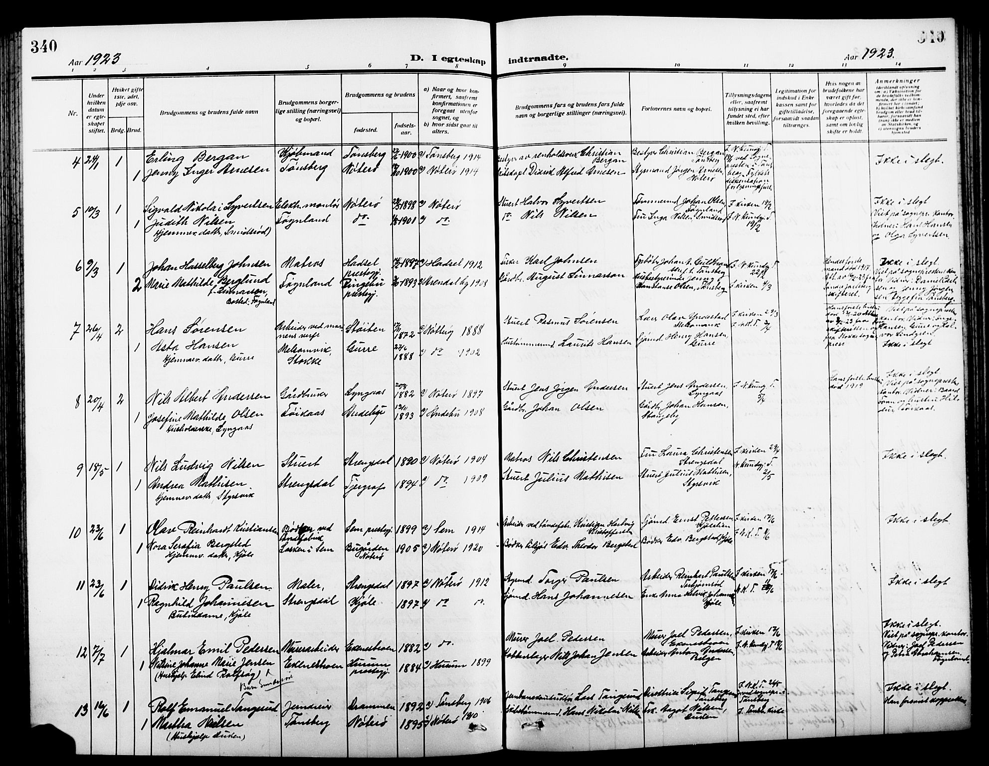 Nøtterøy kirkebøker, AV/SAKO-A-354/G/Ga/L0005: Klokkerbok nr. I 5, 1910-1924, s. 340