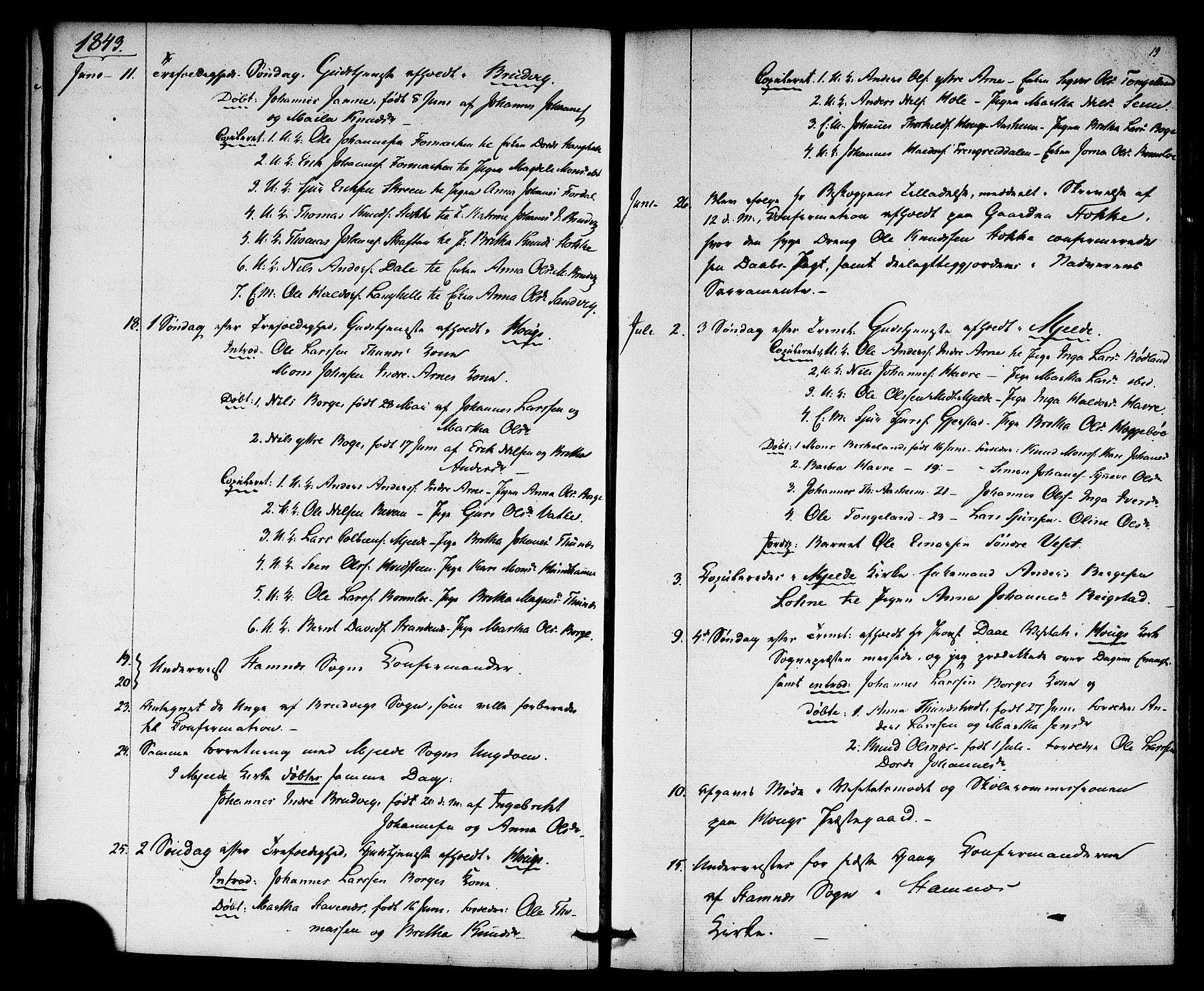 Haus sokneprestembete, AV/SAB-A-75601: Residerende kapellans bok nr. A 2, 1841-1850, s. 19