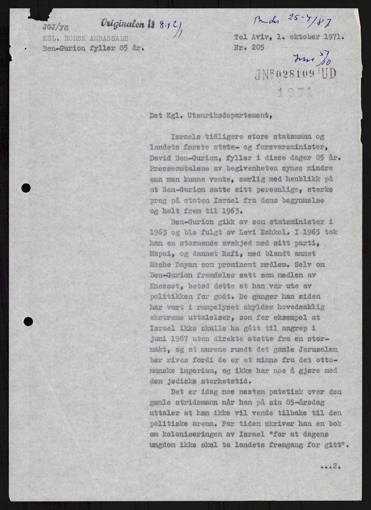 Utenriksdepartementet, hovedarkiv, AV/RA-S-6794/D/Db/Dba/L0776/0003: Verdenspolitikk. Fremmede staters politikk (G.L.) / Israel: Politikk (2 mapper), 1970-1972, s. 34
