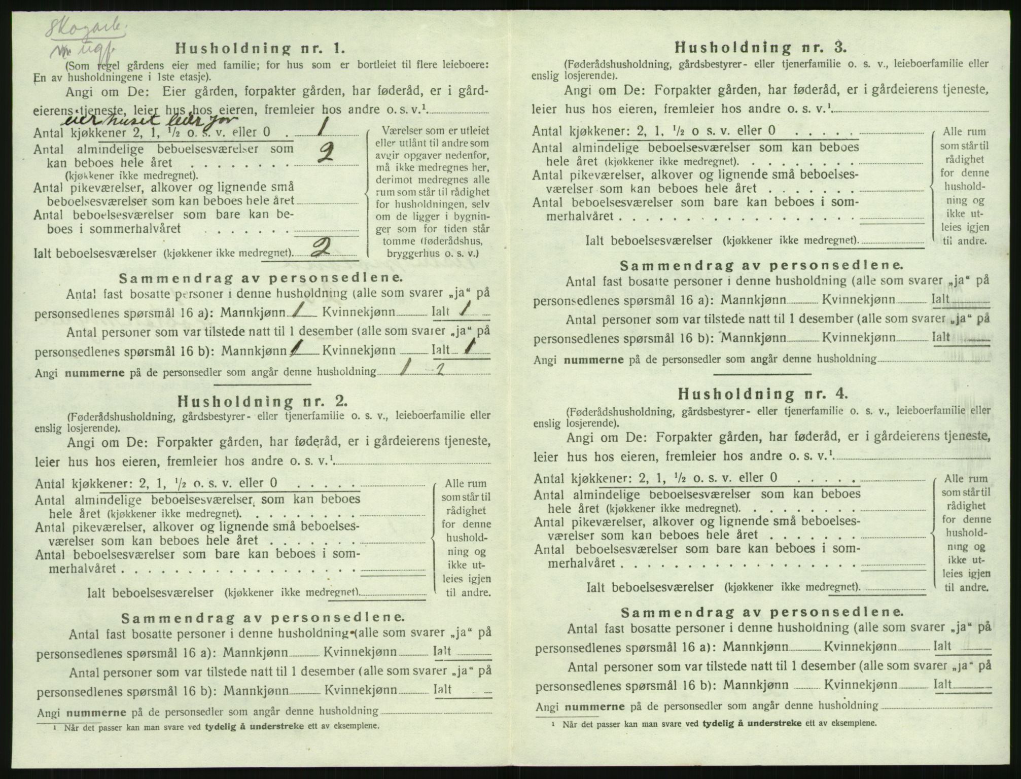 SAK, Folketelling 1920 for 0926 Vestre Moland herred, 1920, s. 852