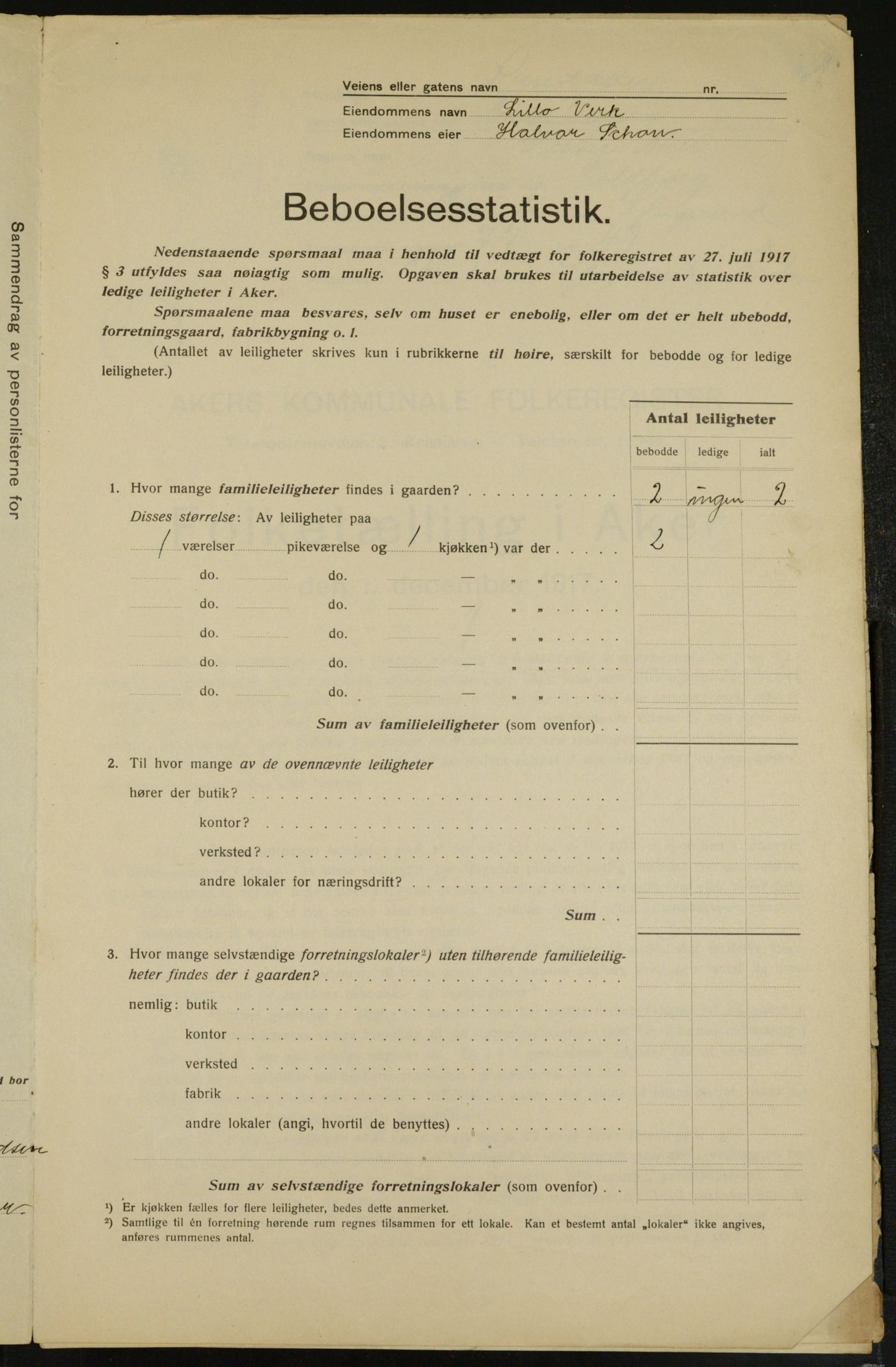 OBA, Kommunal folketelling 1.12.1917 for Aker, 1917, s. 13460