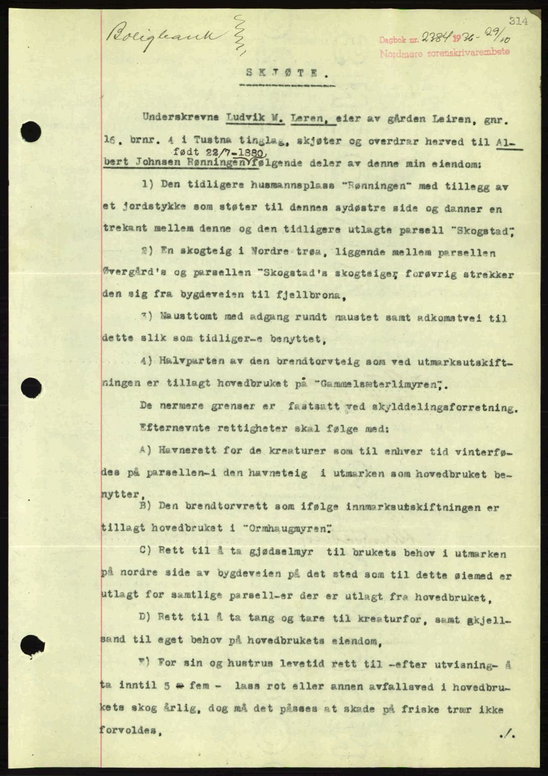 Nordmøre sorenskriveri, SAT/A-4132/1/2/2Ca: Pantebok nr. A80, 1936-1937, Dagboknr: 2384/1936
