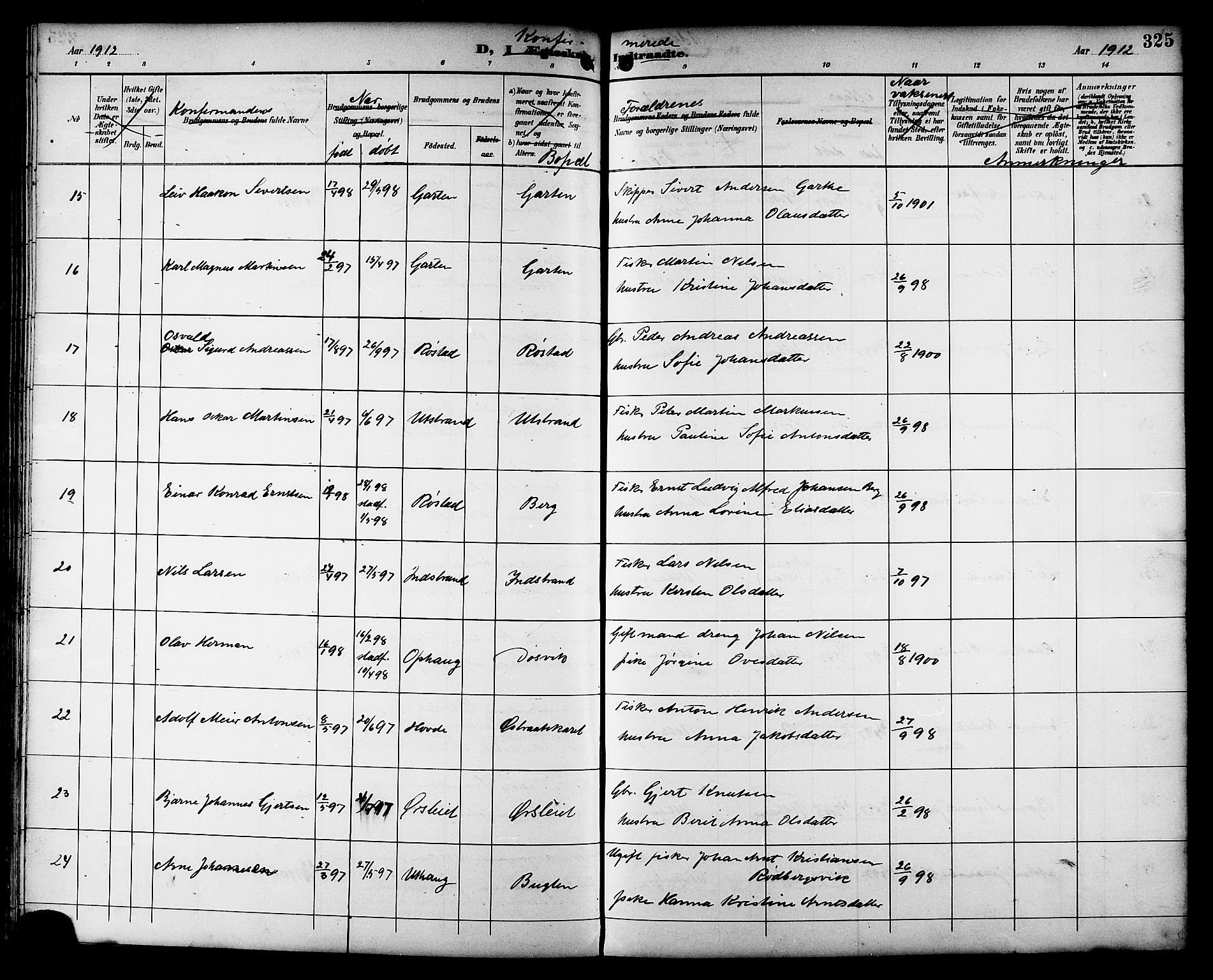 Ministerialprotokoller, klokkerbøker og fødselsregistre - Sør-Trøndelag, SAT/A-1456/659/L0746: Klokkerbok nr. 659C03, 1893-1912, s. 325