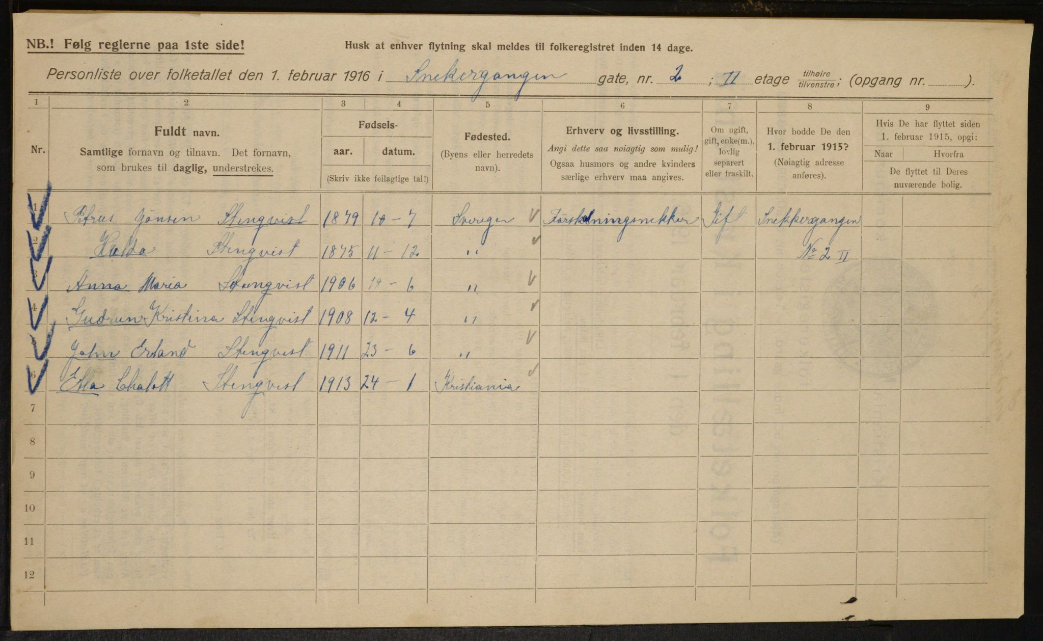 OBA, Kommunal folketelling 1.2.1916 for Kristiania, 1916, s. 100429