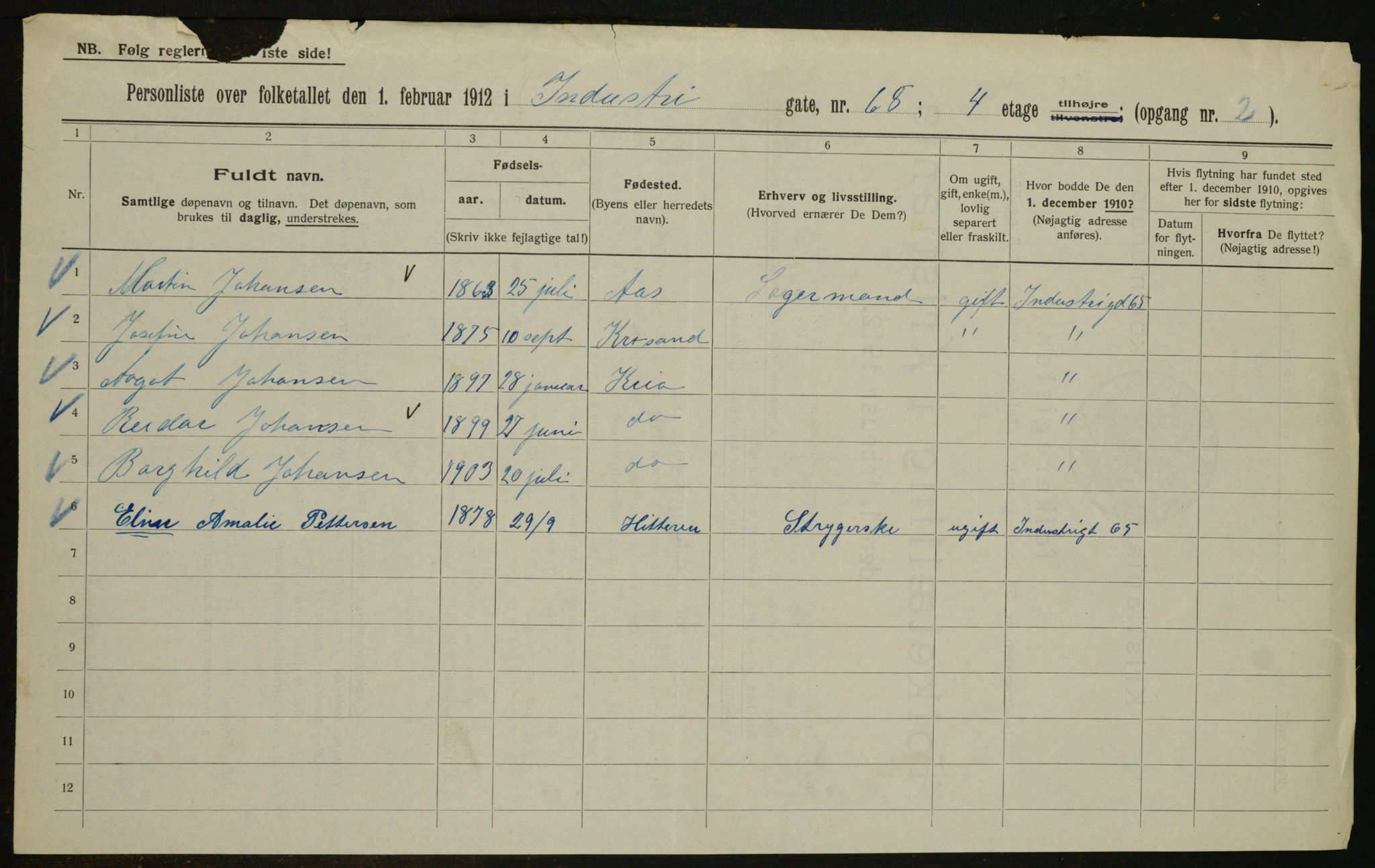 OBA, Kommunal folketelling 1.2.1912 for Kristiania, 1912, s. 44100