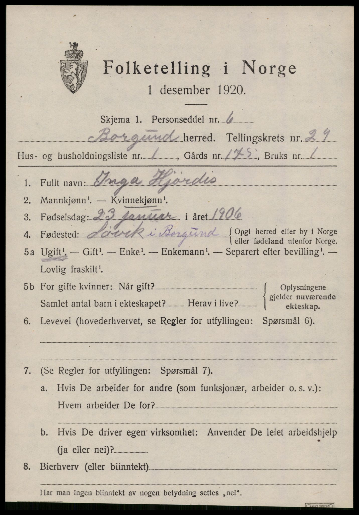 SAT, Folketelling 1920 for 1531 Borgund herred, 1920, s. 18642