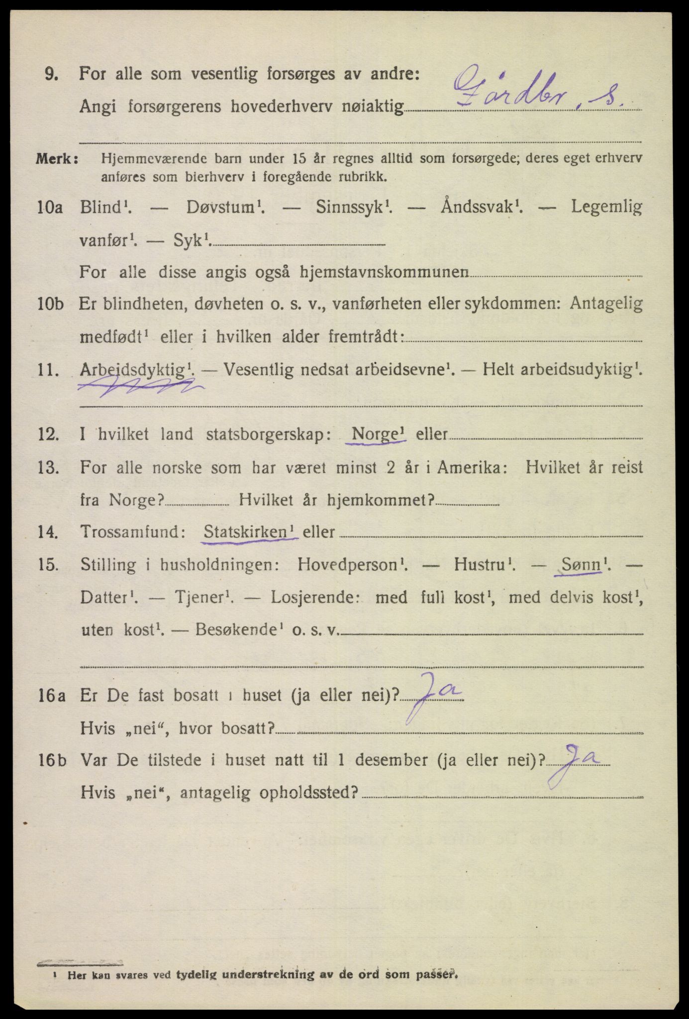 SAK, Folketelling 1920 for 1046 Tonstad herred, 1920, s. 1297