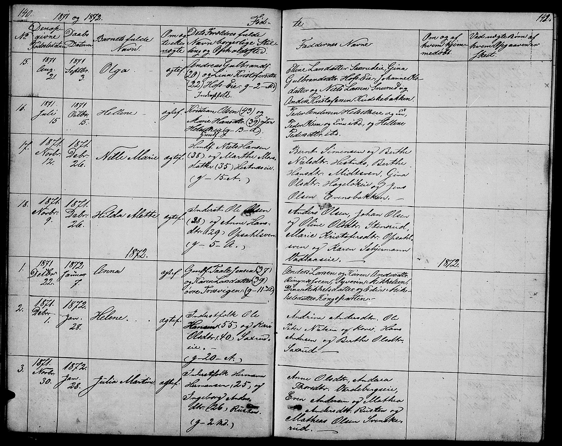 Stange prestekontor, AV/SAH-PREST-002/L/L0005: Klokkerbok nr. 5, 1861-1881, s. 140-141