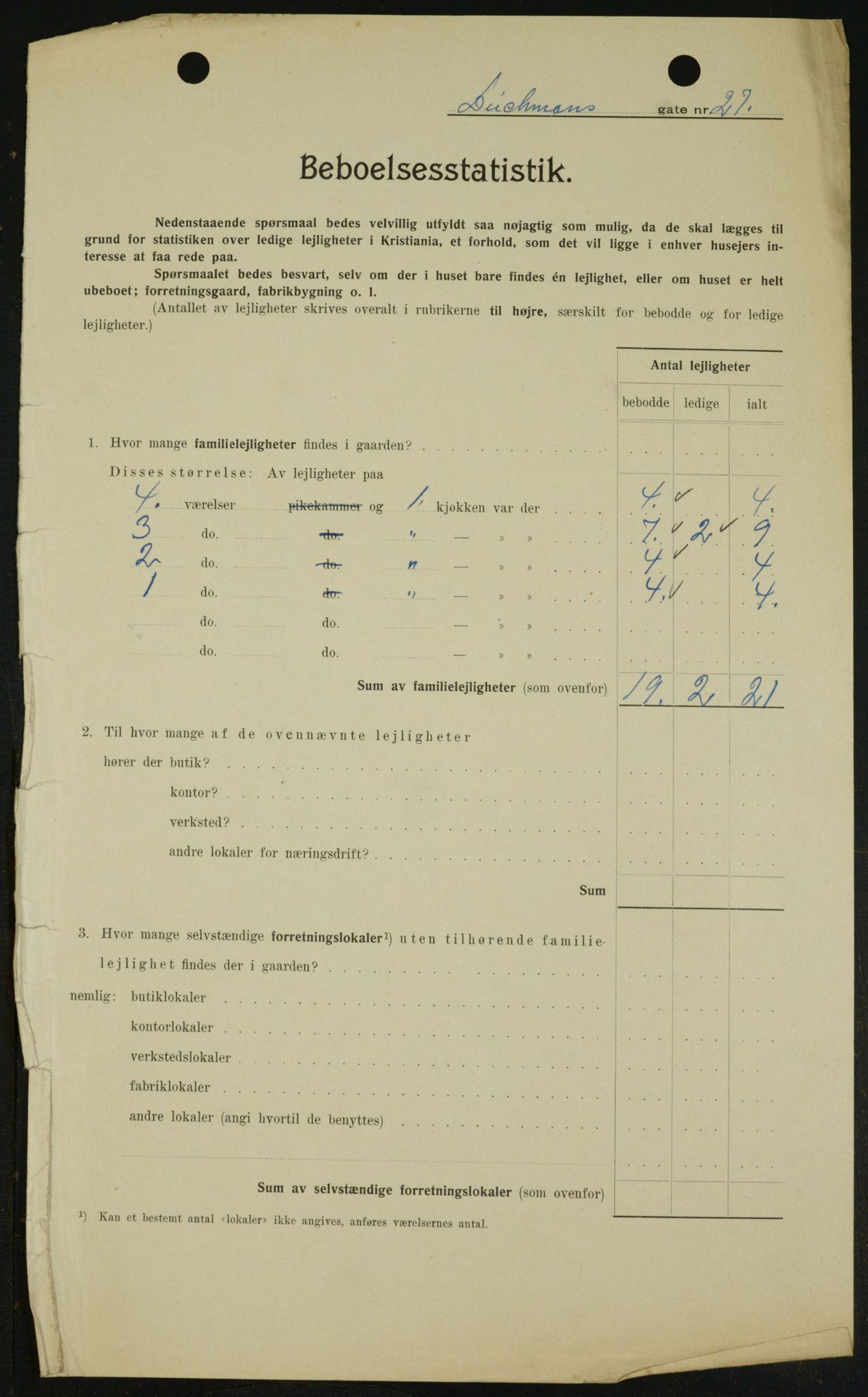 OBA, Kommunal folketelling 1.2.1909 for Kristiania kjøpstad, 1909, s. 14456