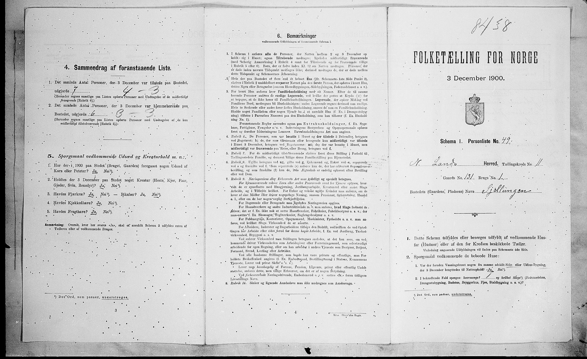 SAH, Folketelling 1900 for 0538 Nordre Land herred, 1900, s. 1426