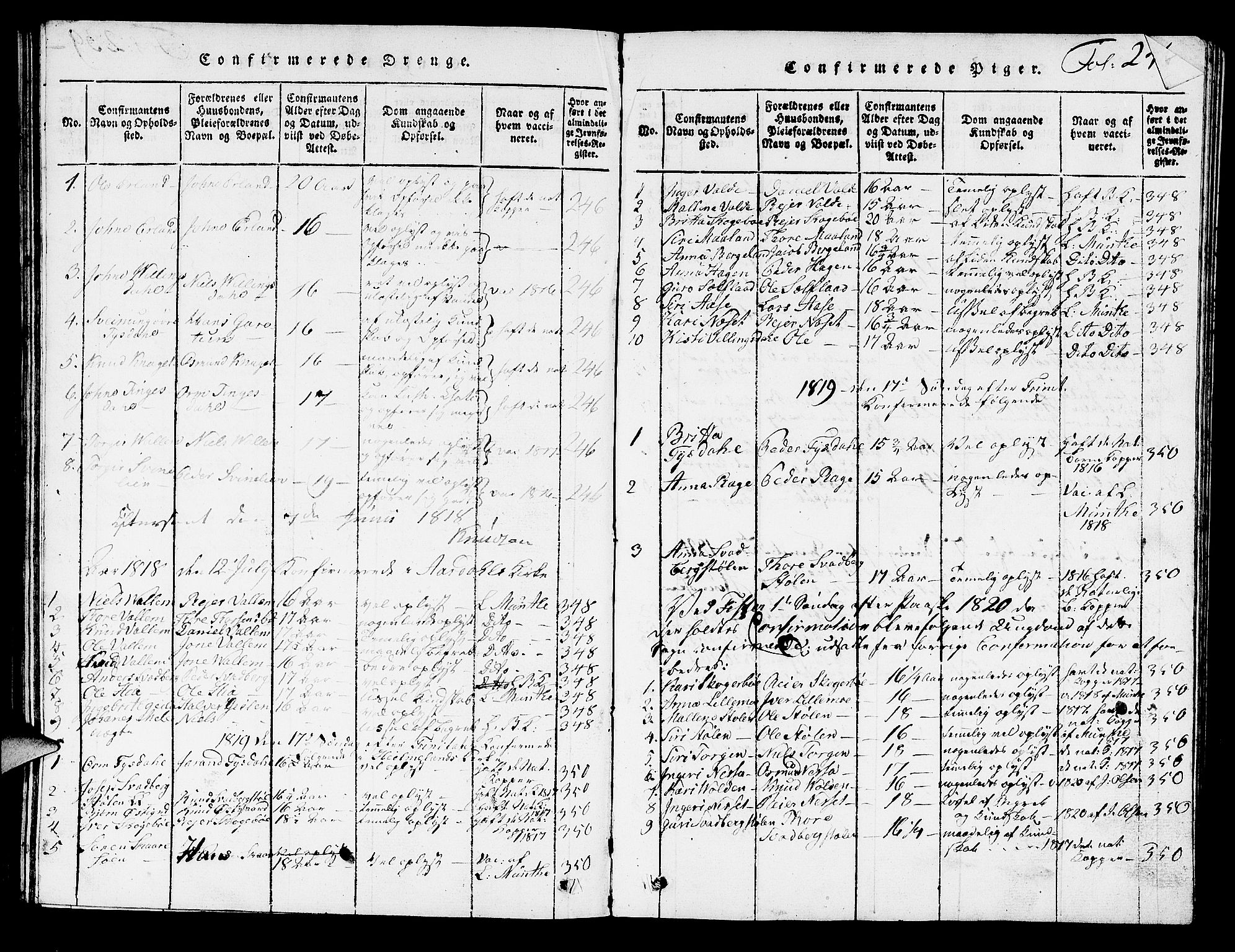 Hjelmeland sokneprestkontor, SAST/A-101843/01/V/L0002: Klokkerbok nr. B 2, 1816-1841, s. 240