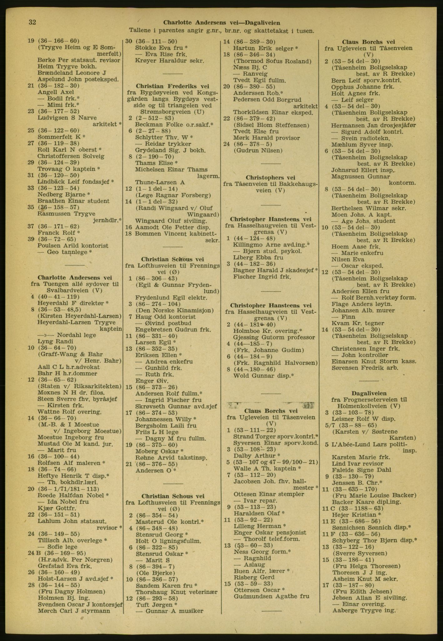 Kristiania/Oslo adressebok, PUBL/-, 1952, s. 32