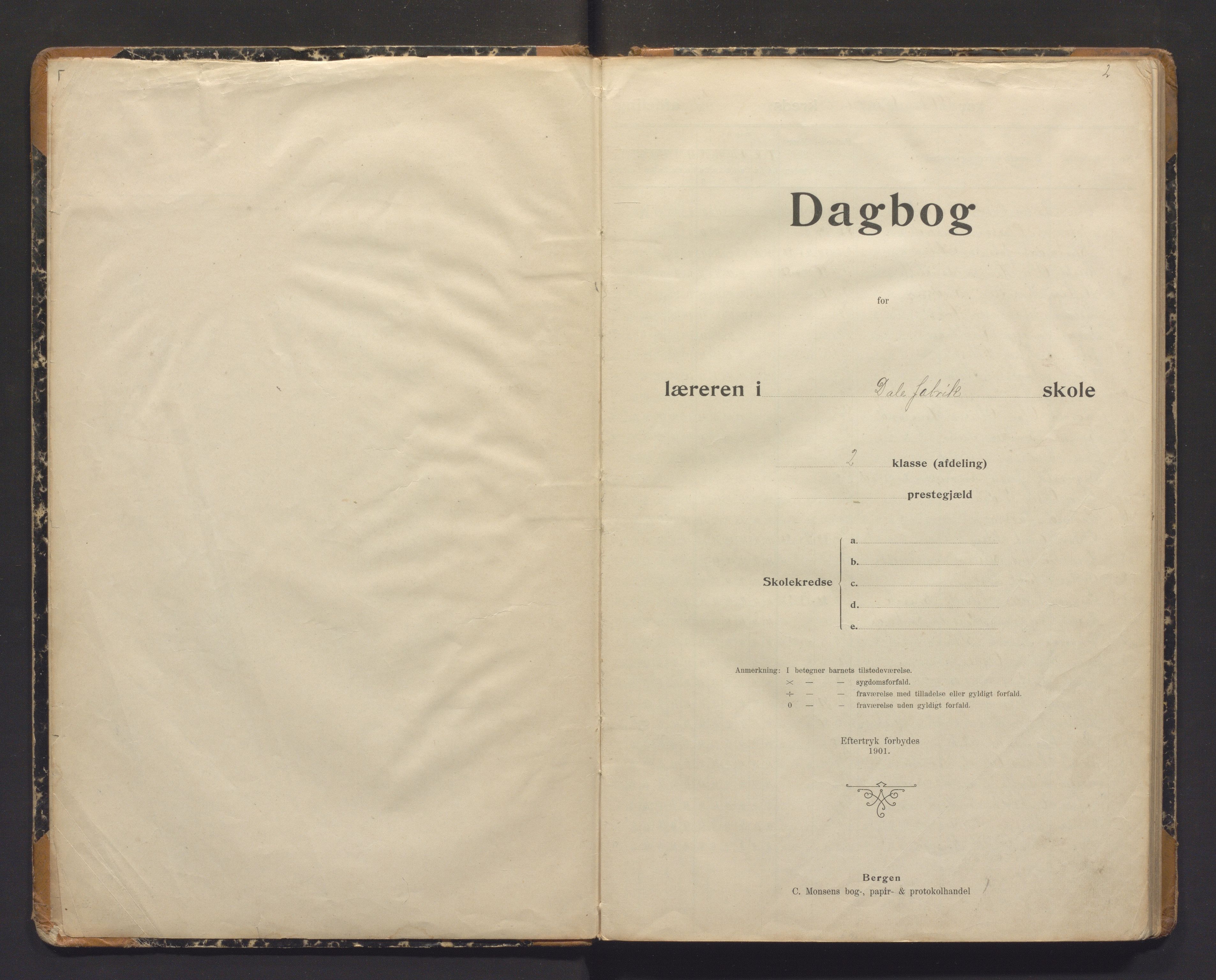 Bruvik kommune. Barneskulane, IKAH/1251a-231/G/Gc/L0008: Dagbok for Dale fabrikkskule , 1902-1913