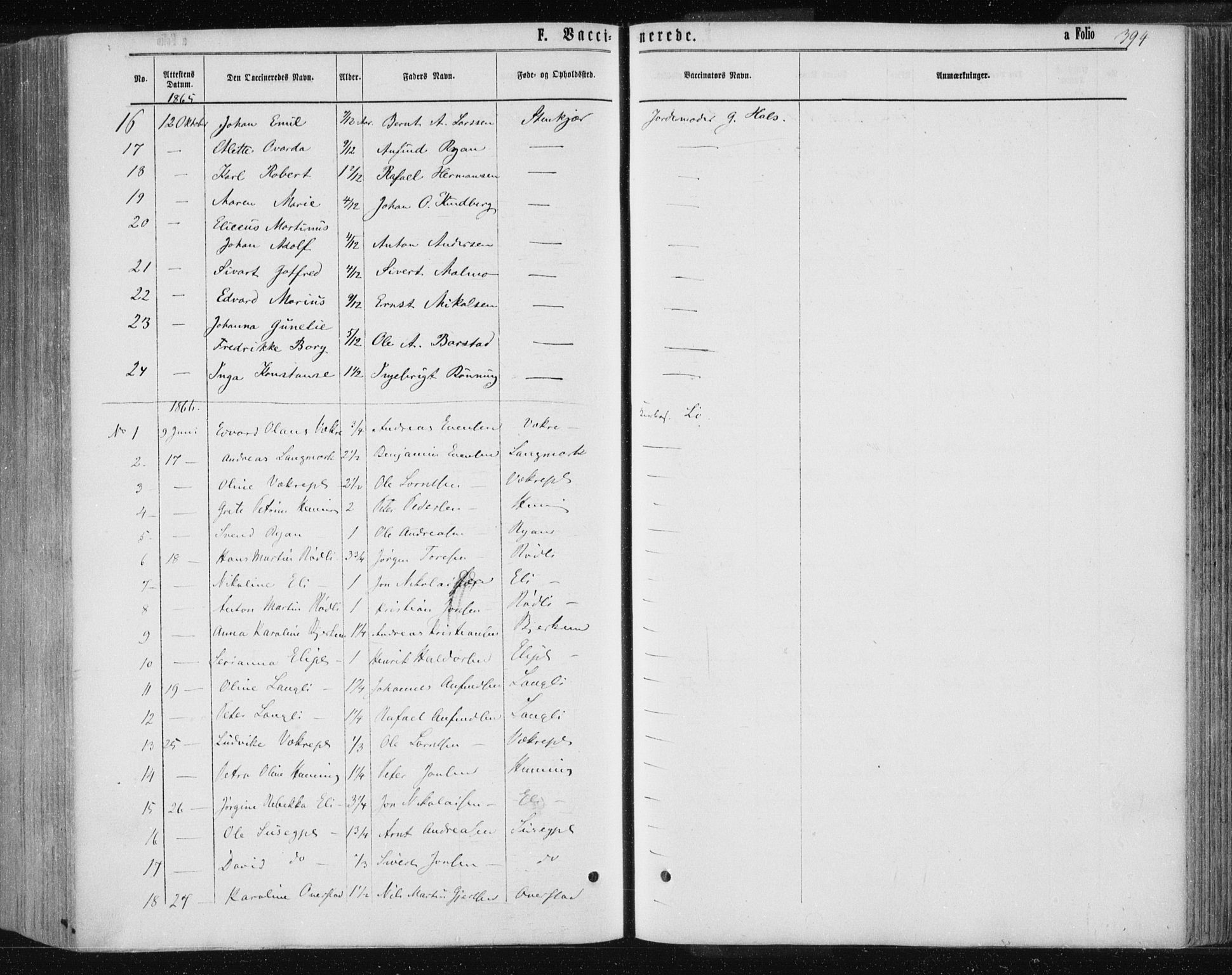 Ministerialprotokoller, klokkerbøker og fødselsregistre - Nord-Trøndelag, SAT/A-1458/735/L0345: Ministerialbok nr. 735A08 /1, 1863-1872, s. 394