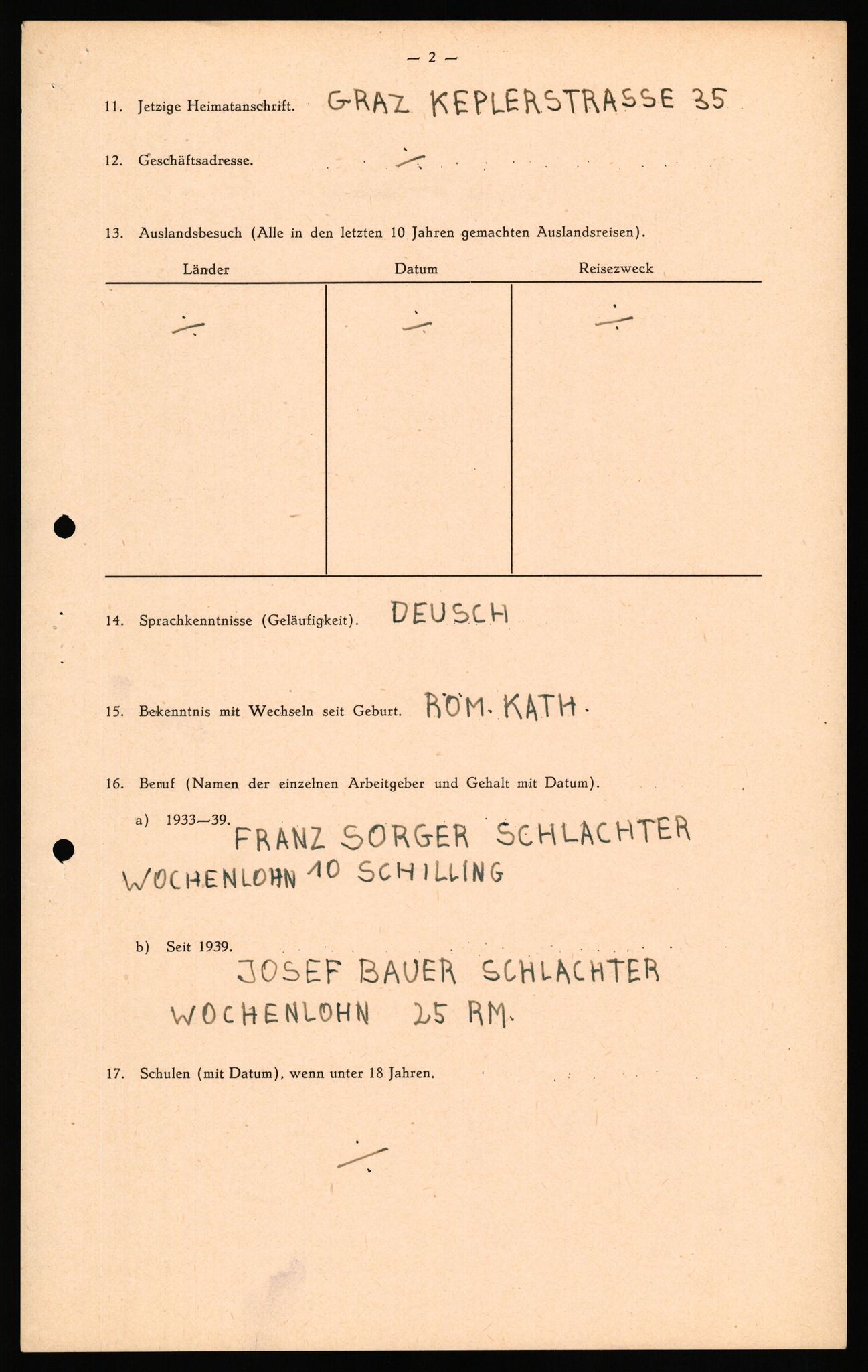 Forsvaret, Forsvarets overkommando II, AV/RA-RAFA-3915/D/Db/L0040: CI Questionaires. Tyske okkupasjonsstyrker i Norge. Østerrikere., 1945-1946, s. 220