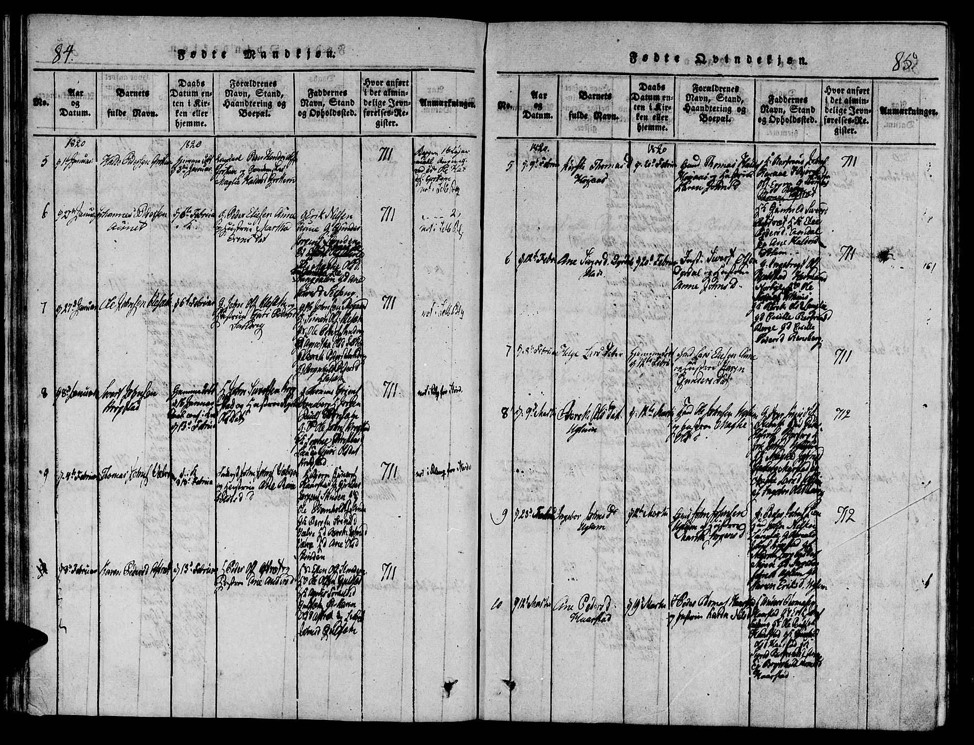 Ministerialprotokoller, klokkerbøker og fødselsregistre - Sør-Trøndelag, SAT/A-1456/695/L1141: Ministerialbok nr. 695A04 /1, 1816-1824, s. 84-85