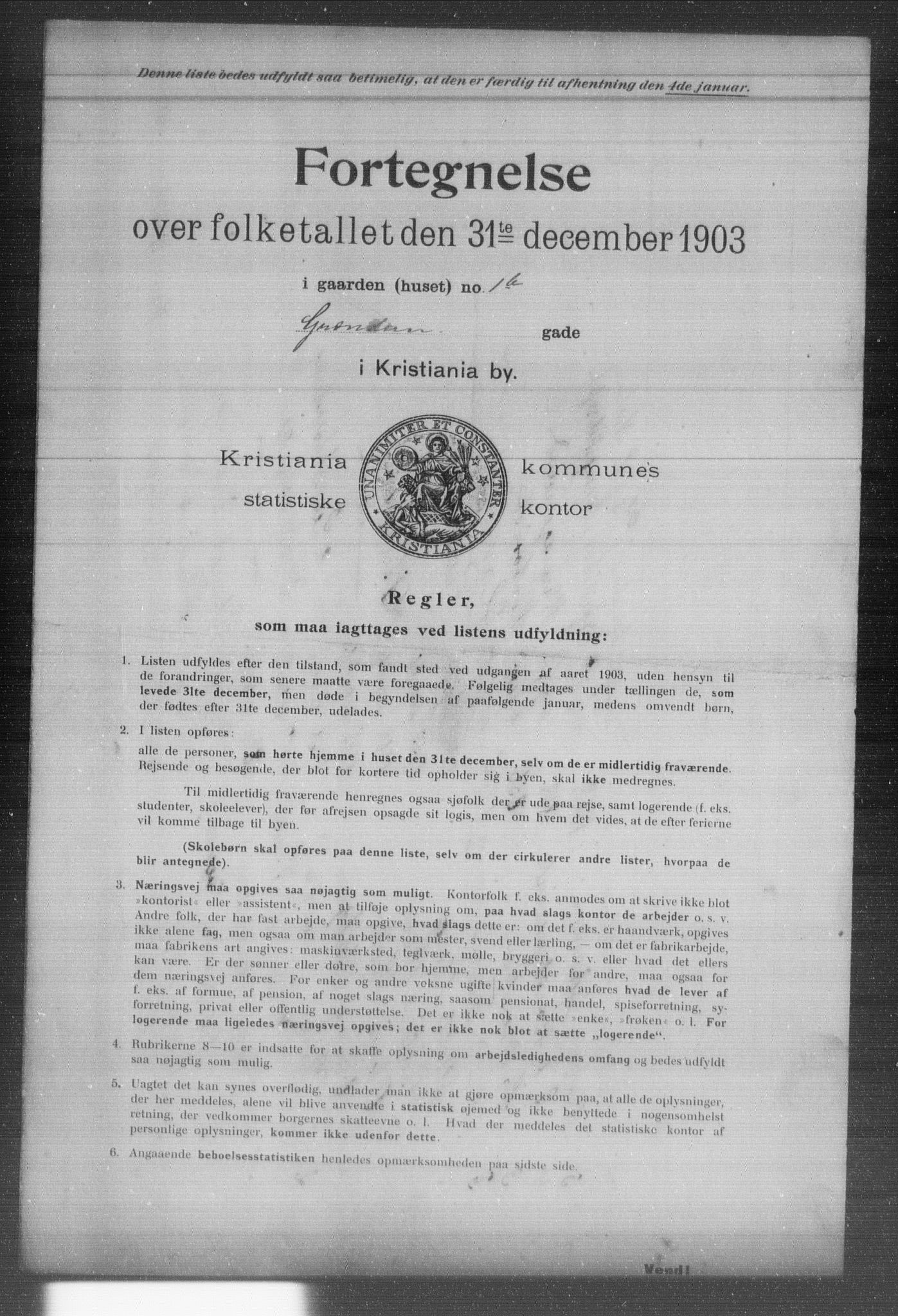 OBA, Kommunal folketelling 31.12.1903 for Kristiania kjøpstad, 1903, s. 6072