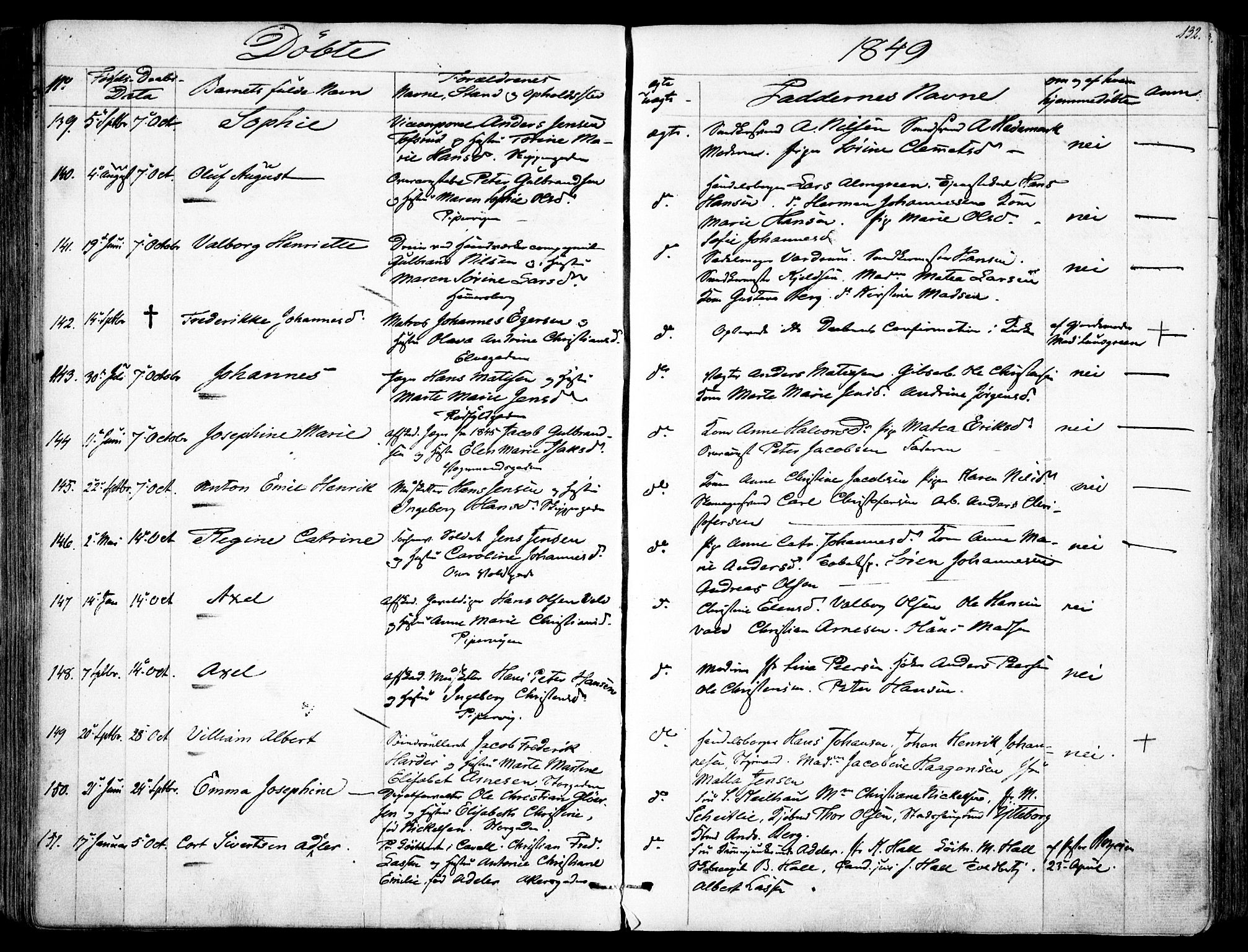 Garnisonsmenigheten Kirkebøker, SAO/A-10846/F/Fa/L0008: Ministerialbok nr. 8, 1842-1859, s. 132