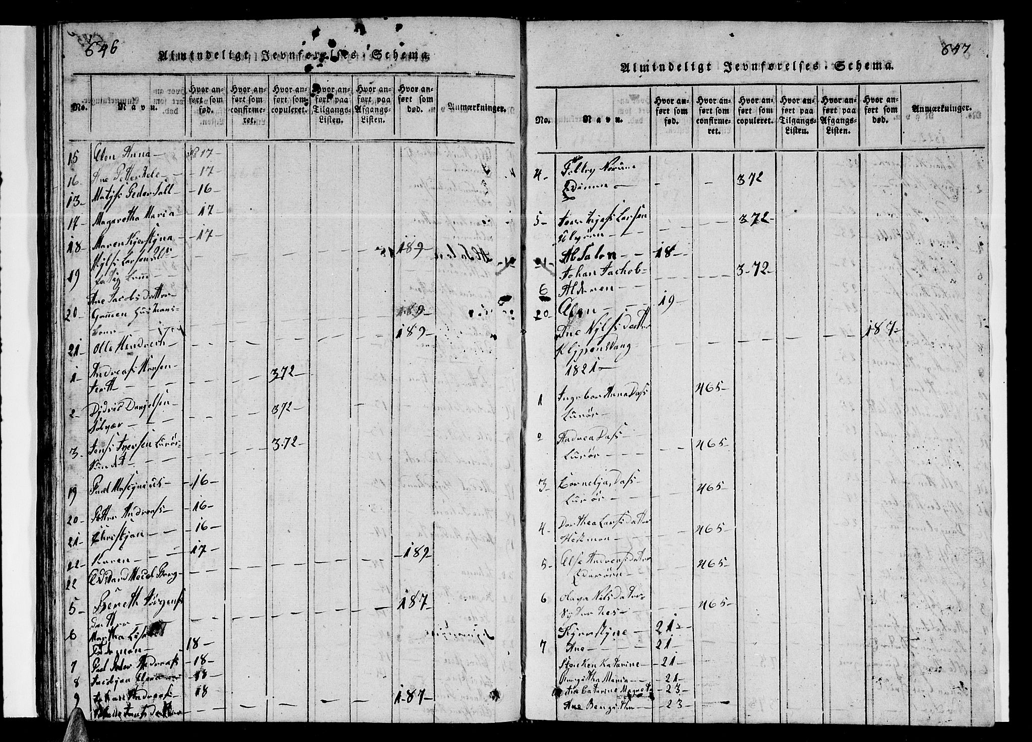 Ministerialprotokoller, klokkerbøker og fødselsregistre - Nordland, AV/SAT-A-1459/839/L0571: Klokkerbok nr. 839C01, 1820-1840, s. 646-647
