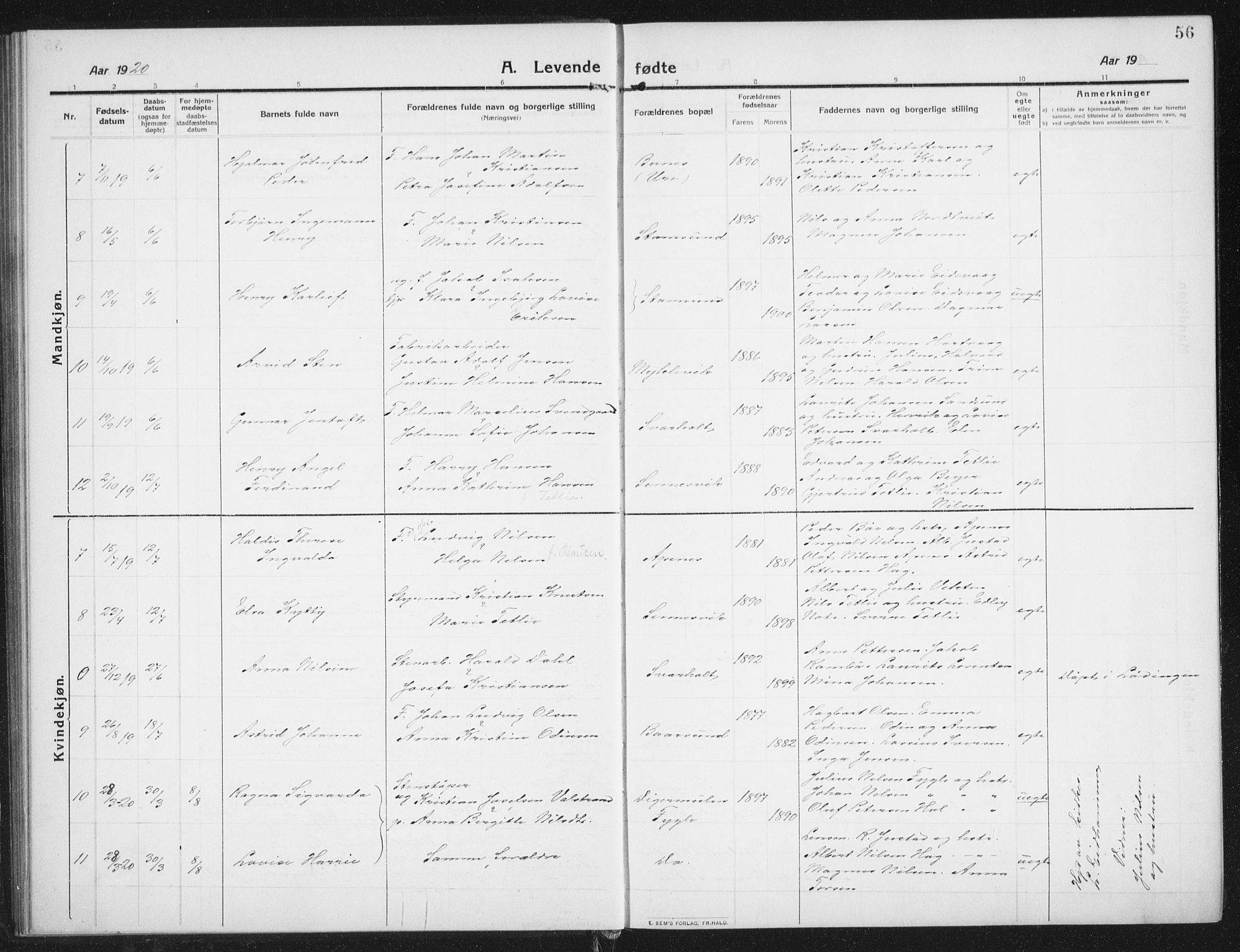 Ministerialprotokoller, klokkerbøker og fødselsregistre - Nordland, SAT/A-1459/882/L1183: Klokkerbok nr. 882C01, 1911-1938, s. 56