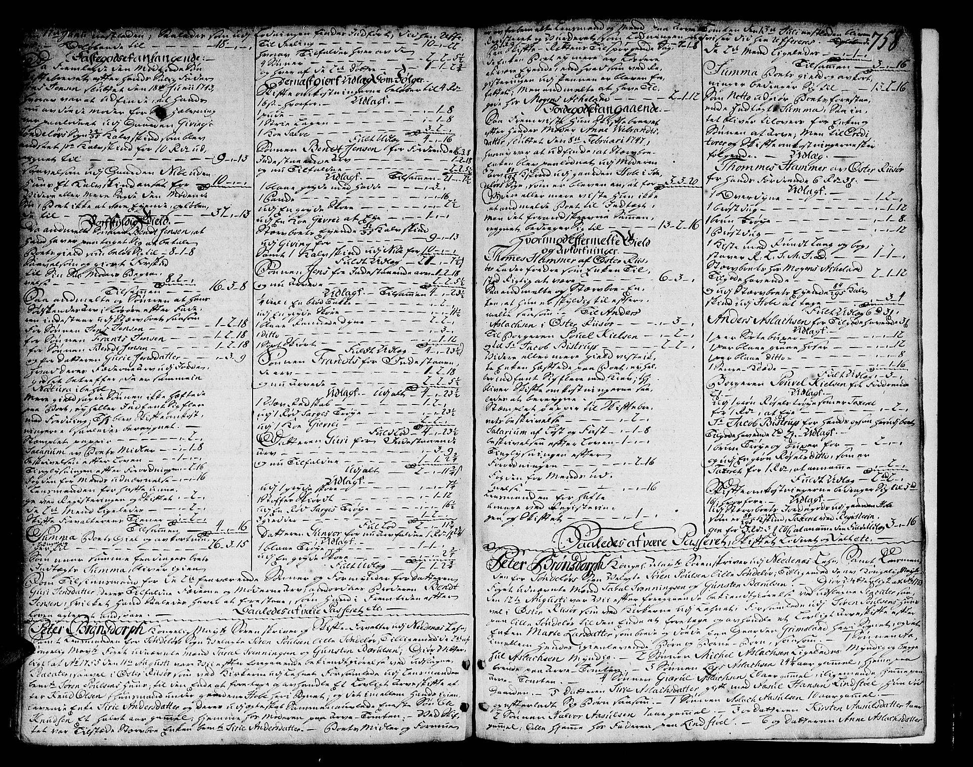 Nedenes sorenskriveri før 1824, AV/SAK-1221-0007/H/Hc/L0024: Skifteprotokoll med register nr 18a, 1749-1755, s. 757b-758a