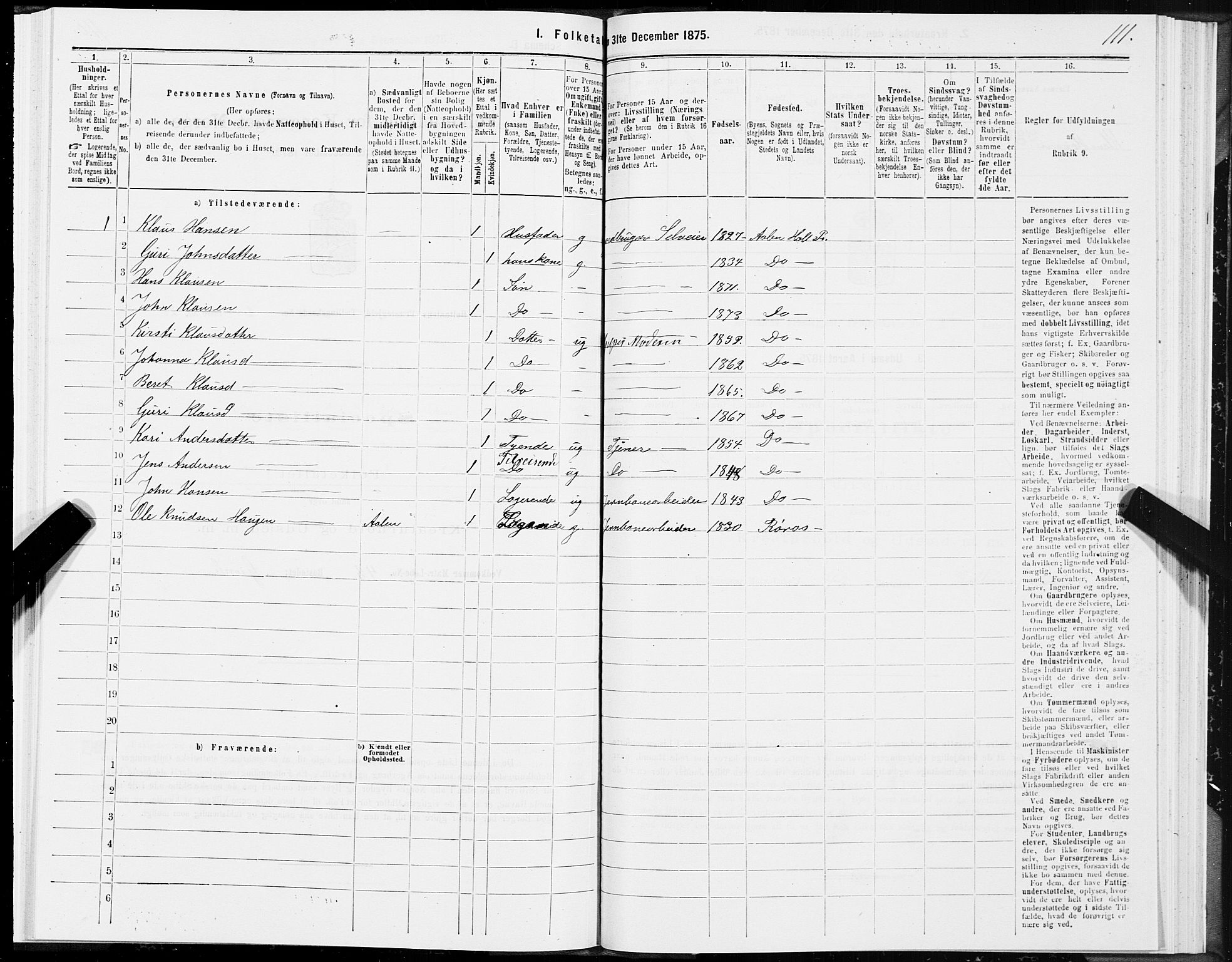 SAT, Folketelling 1875 for 1645P Haltdalen prestegjeld, 1875, s. 4111