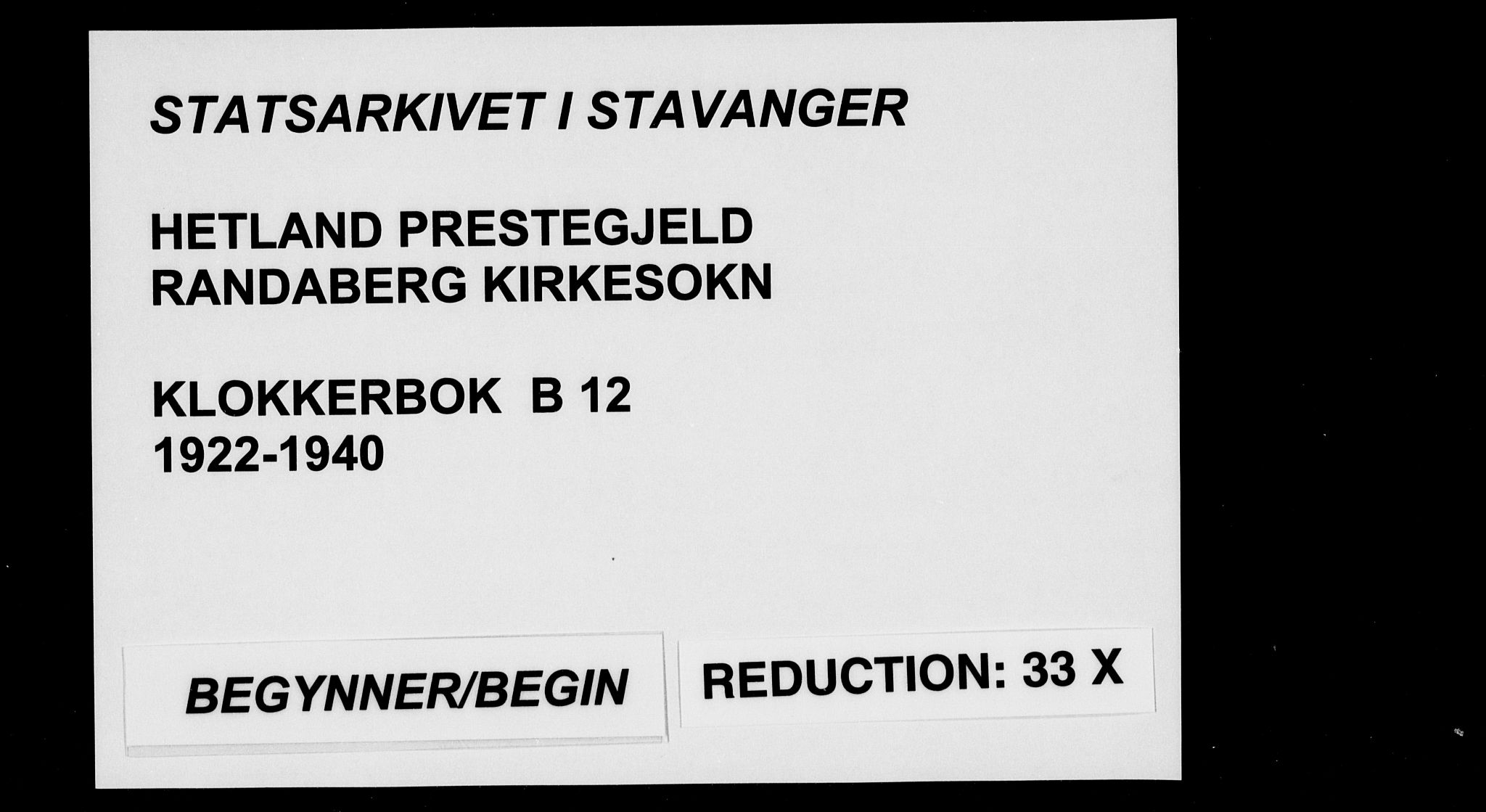 Hetland sokneprestkontor, SAST/A-101826/30/30BB/L0012: Klokkerbok nr. B 12, 1922-1940