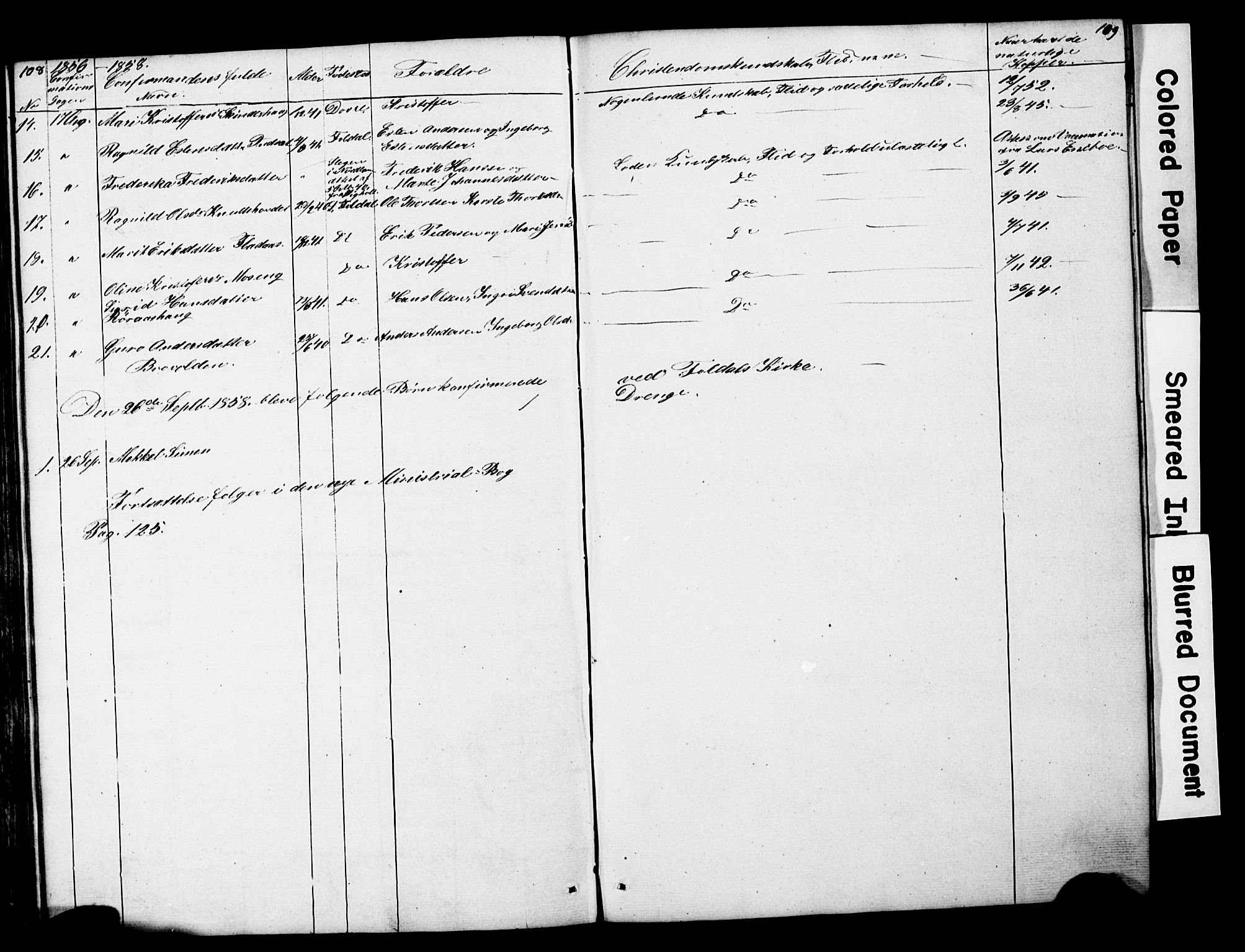 Lesja prestekontor, AV/SAH-PREST-068/H/Ha/Hab/L0014: Klokkerbok nr. 14, 1842-1856, s. 108-109