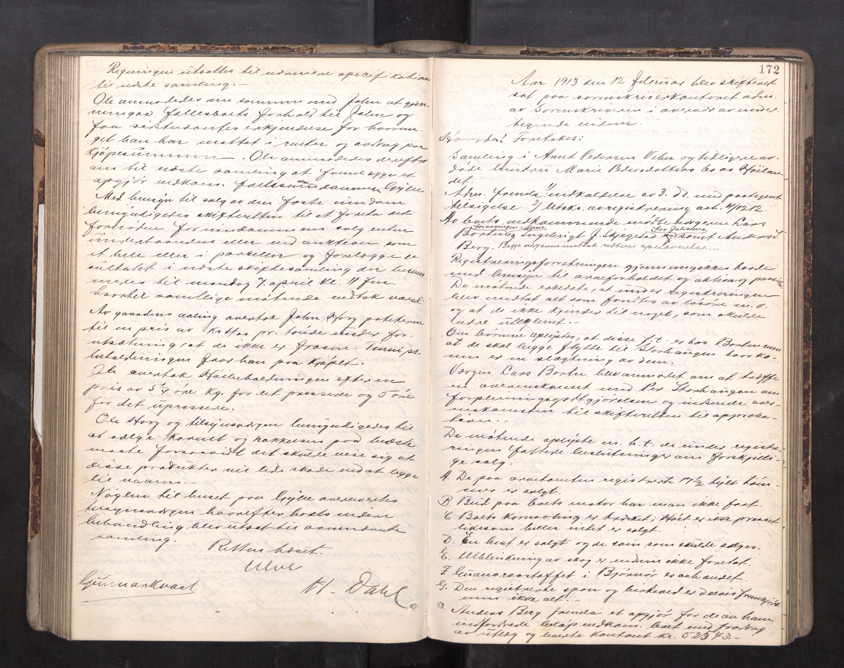Gauldal sorenskriveri, AV/SAT-A-0014/1/3/3B/L0007: Skiftebehandlingsprotokoll, 1910-1914, s. 172