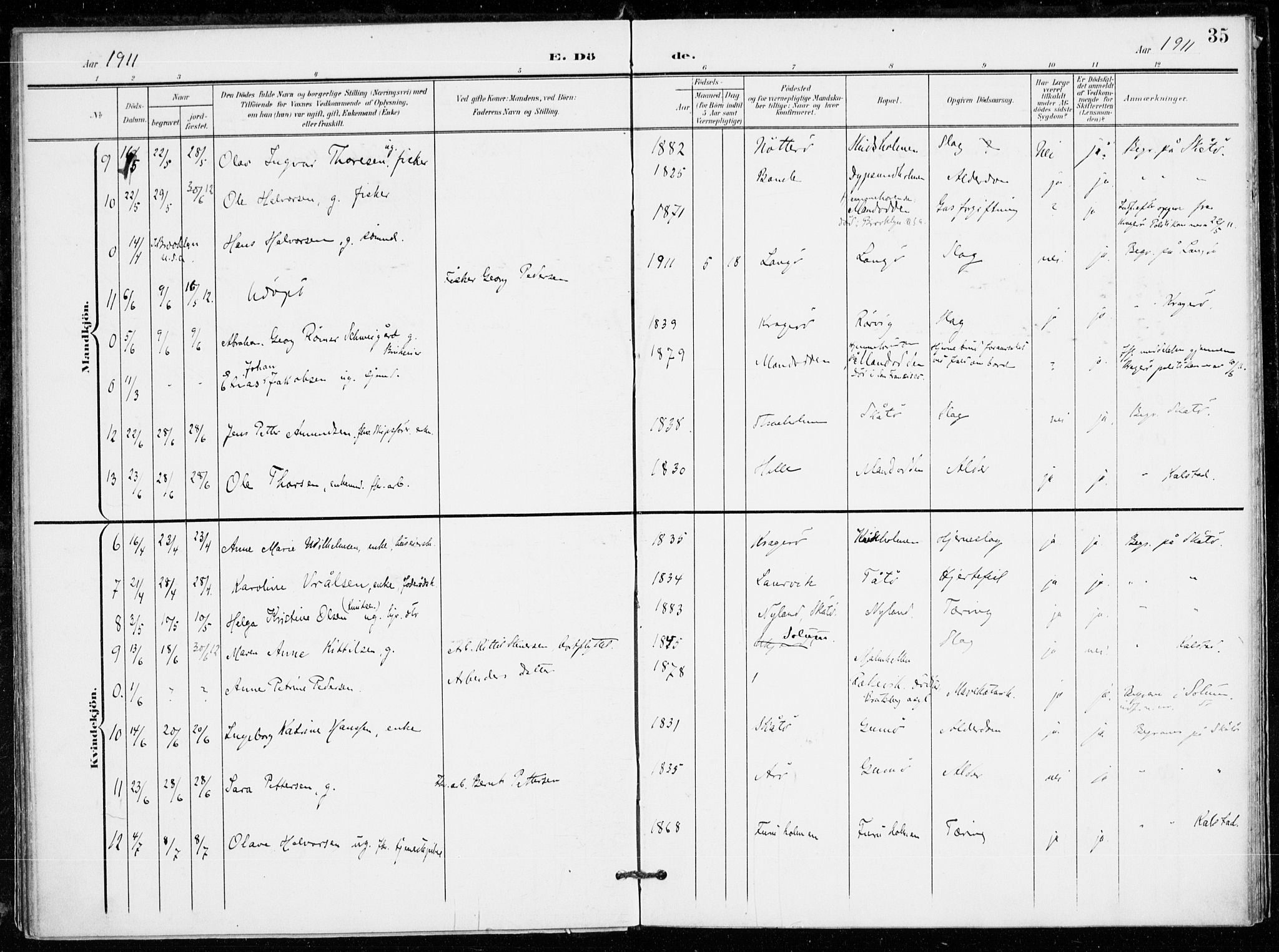 Skåtøy kirkebøker, AV/SAKO-A-304/F/Fa/L0005: Ministerialbok nr. I 5, 1901-1923, s. 35