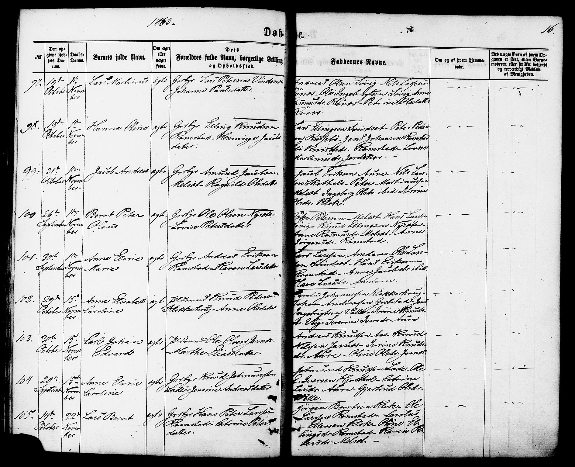 Ministerialprotokoller, klokkerbøker og fødselsregistre - Møre og Romsdal, AV/SAT-A-1454/522/L0314: Ministerialbok nr. 522A09, 1863-1877, s. 16