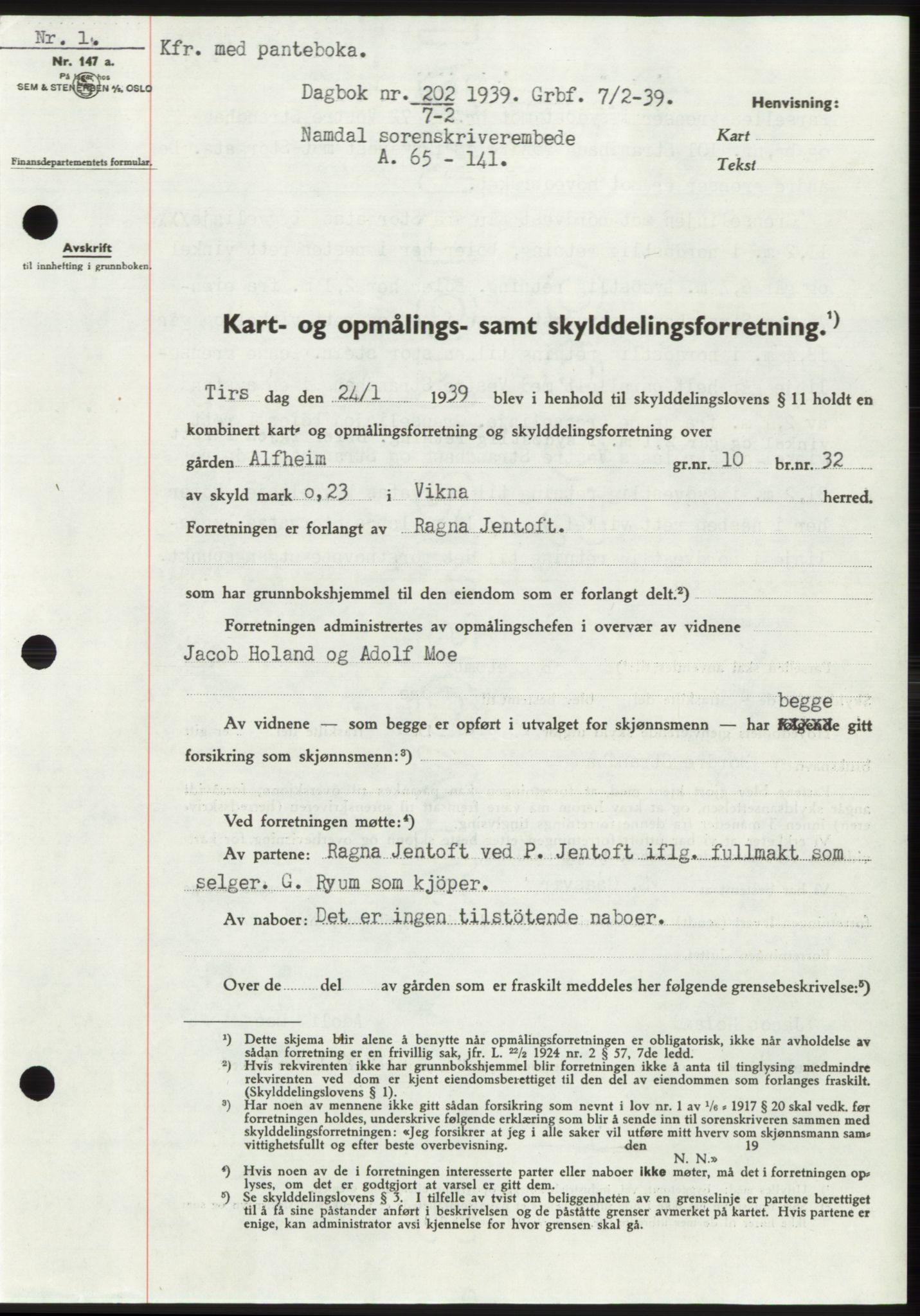 Namdal sorenskriveri, SAT/A-4133/1/2/2C: Pantebok nr. -, 1937-1939, Tingl.dato: 07.02.1939