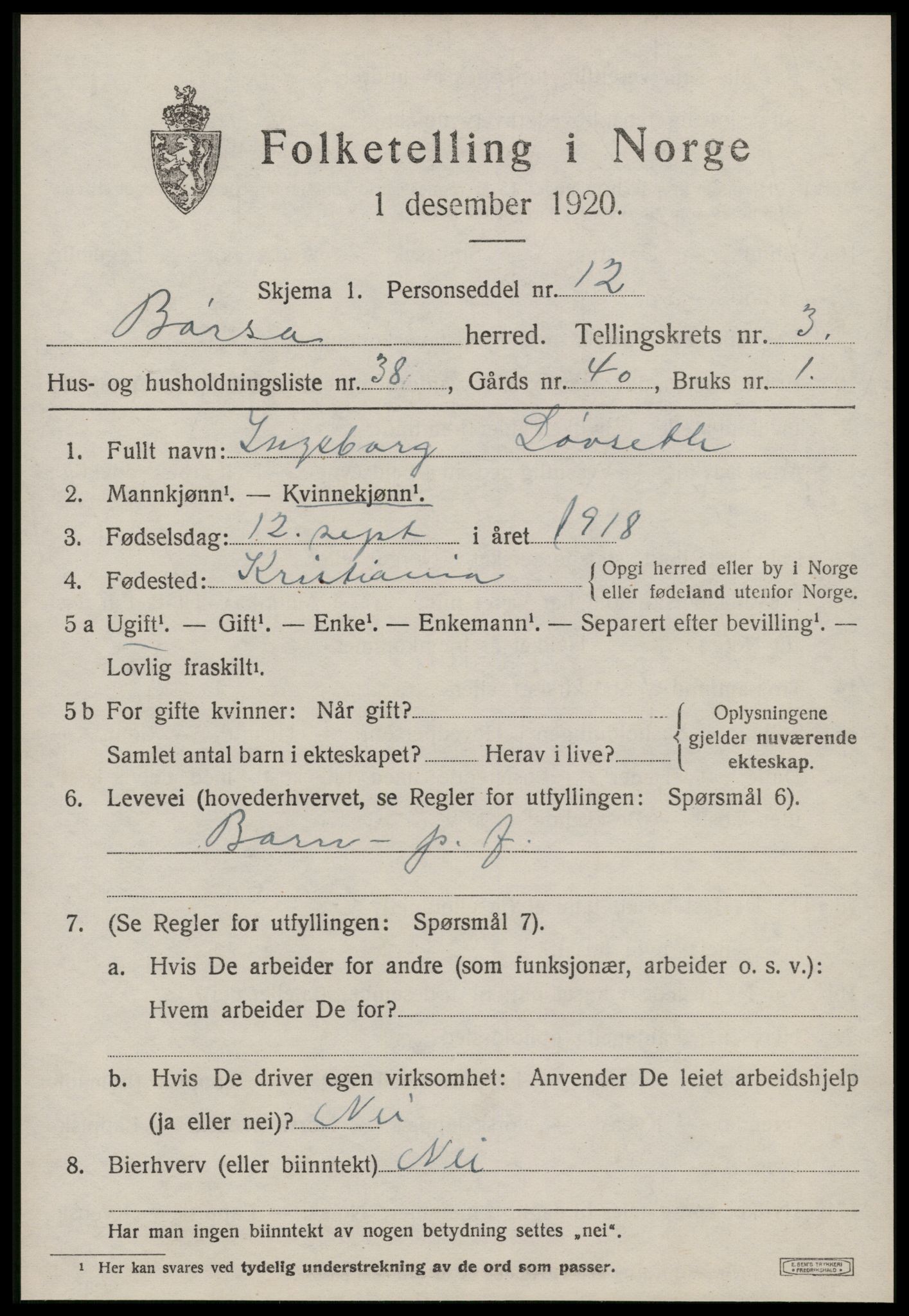 SAT, Folketelling 1920 for 1658 Børsa herred, 1920, s. 2095