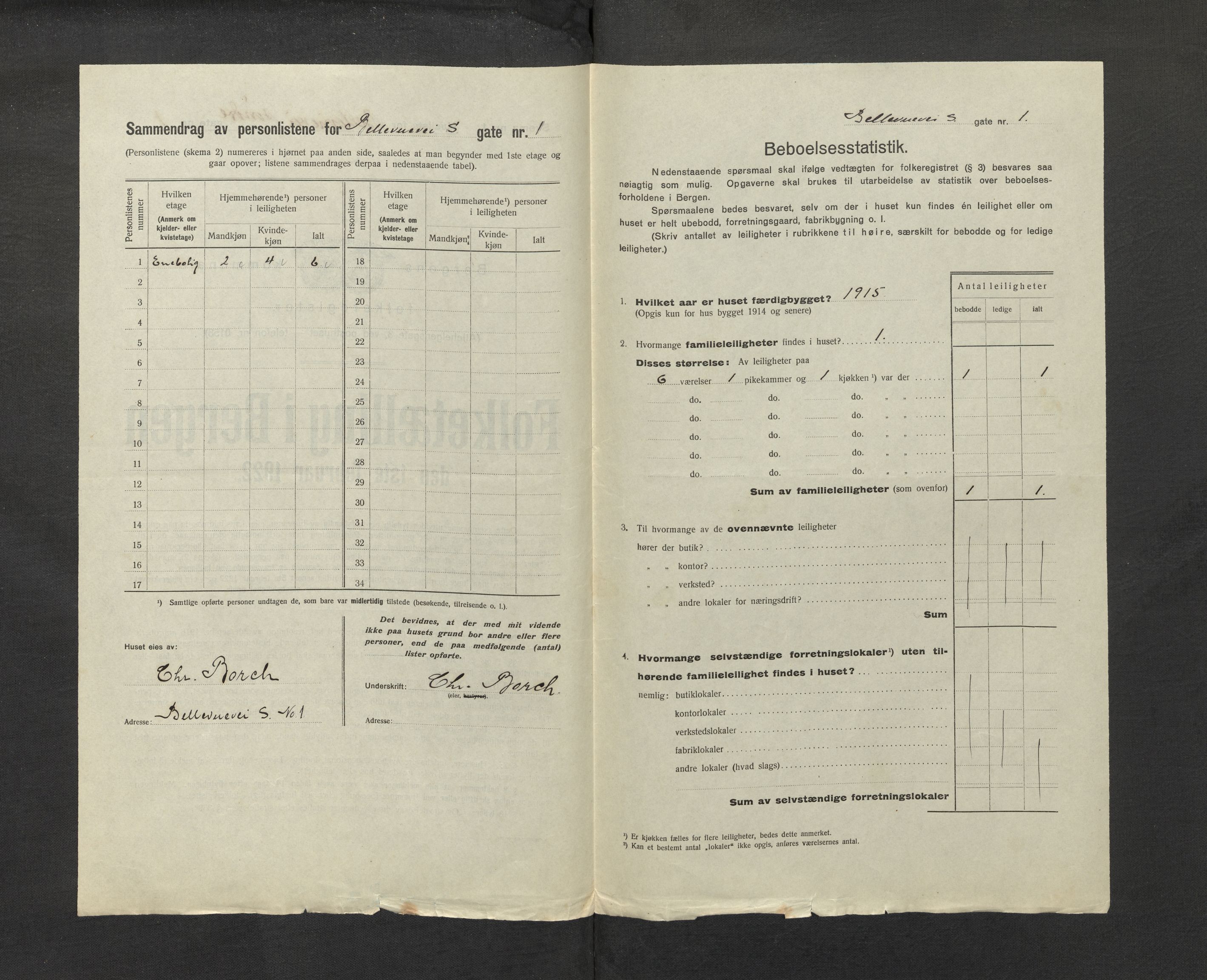 SAB, Kommunal folketelling 1922 for Bergen kjøpstad, 1922, s. 2454