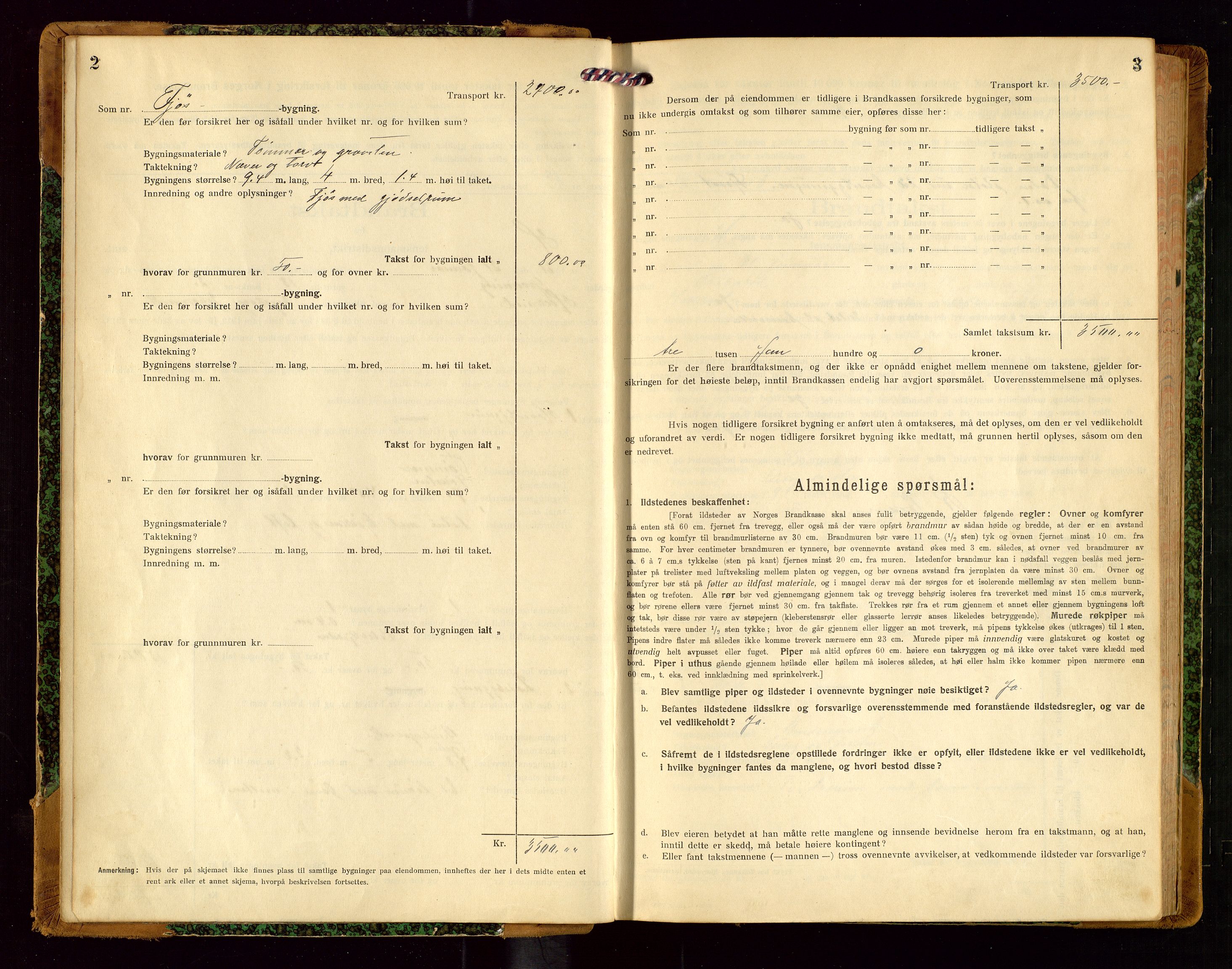 Helleland lensmannskontor, AV/SAST-A-100209/Gob/L0002: "Brandtakstprotokoll", 1921-1930, s. 2-3