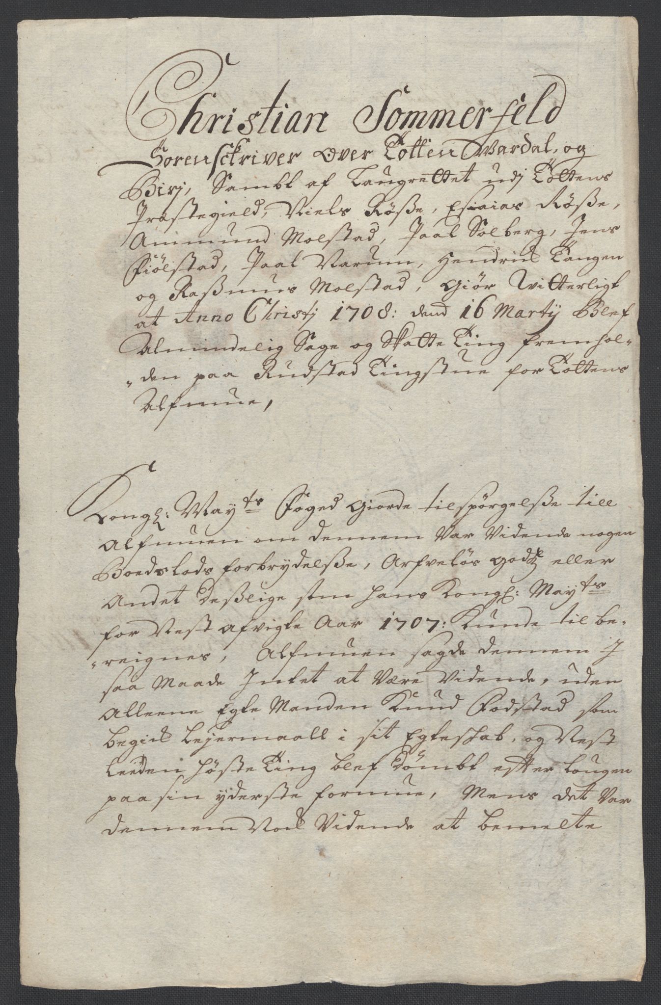 Rentekammeret inntil 1814, Reviderte regnskaper, Fogderegnskap, AV/RA-EA-4092/R18/L1305: Fogderegnskap Hadeland, Toten og Valdres, 1707-1708, s. 40