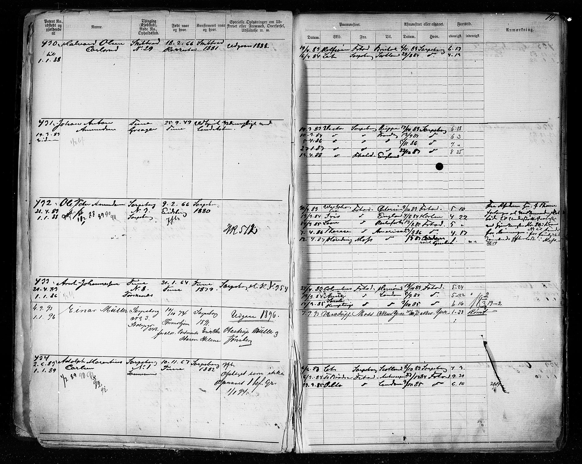 Sarpsborg mønstringskontor, AV/SAO-A-10569c/F/Fc/Fca/L0005: Annotasjonsrulle, 1881-1913, s. 17