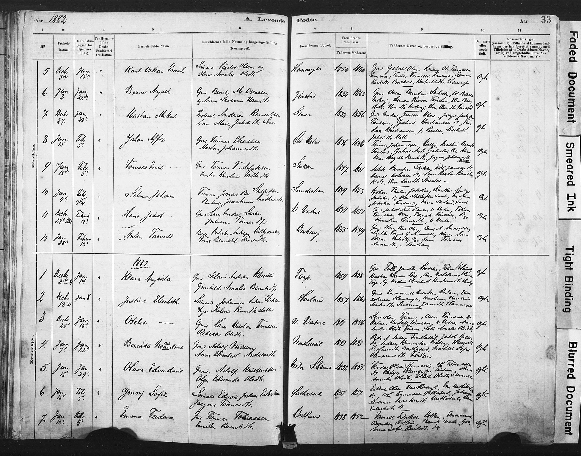 Lista sokneprestkontor, SAK/1111-0027/F/Fa/L0012: Ministerialbok nr. A 12, 1879-1903, s. 33