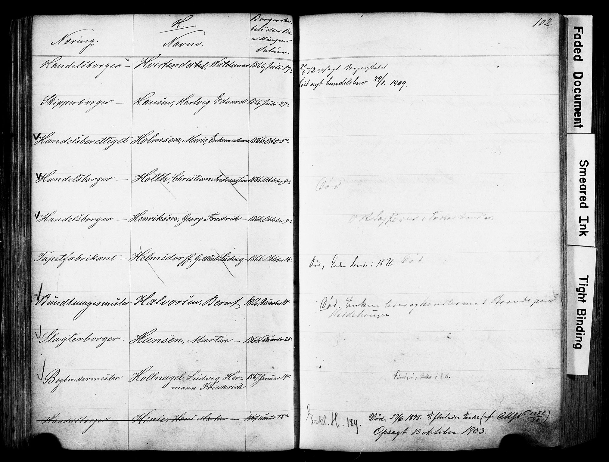 Kristiania magistrat, SAO/A-10711/F/Fb/L0004: Borgerrulle, 1860-1879, s. 104
