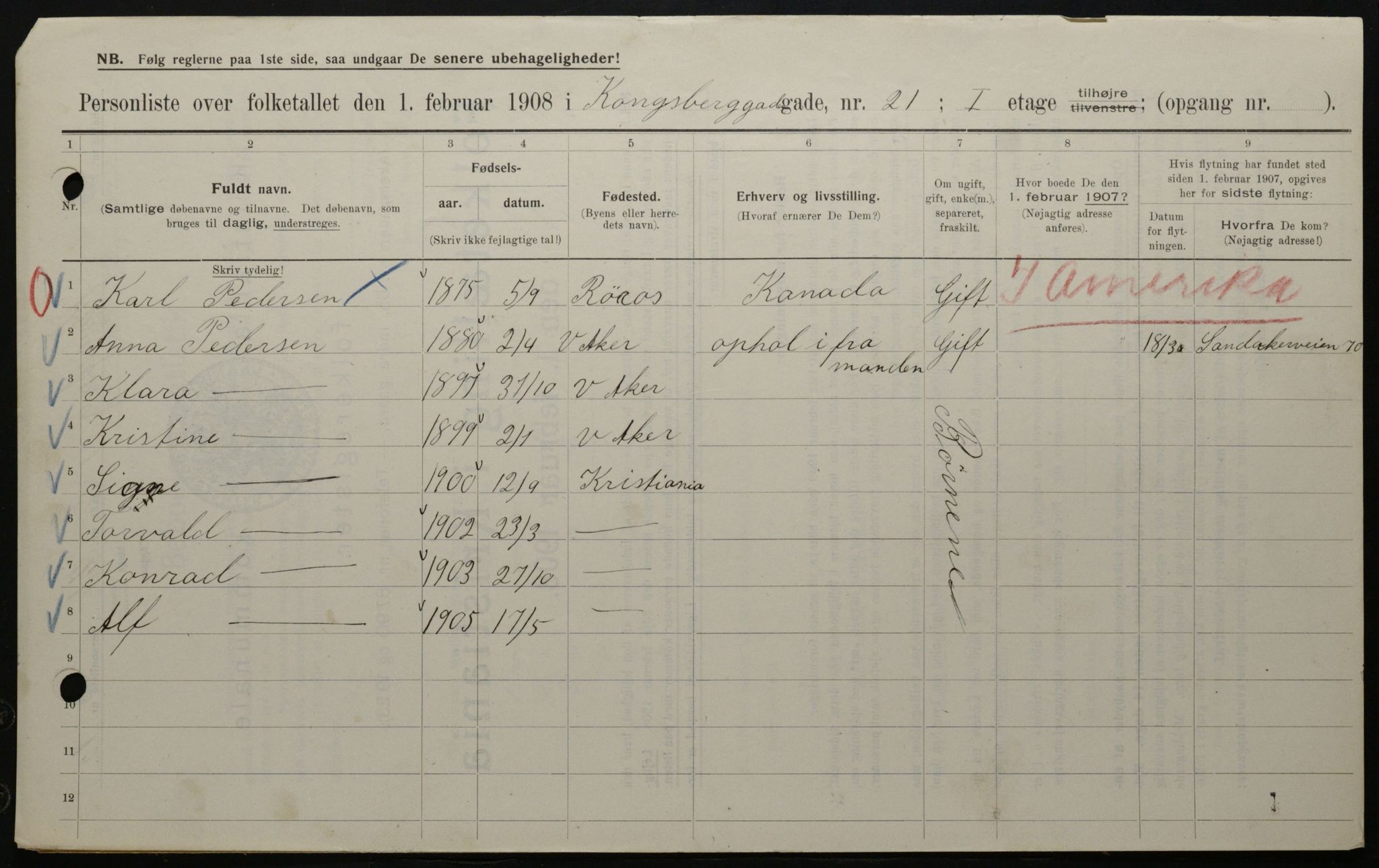 OBA, Kommunal folketelling 1.2.1908 for Kristiania kjøpstad, 1908, s. 47450