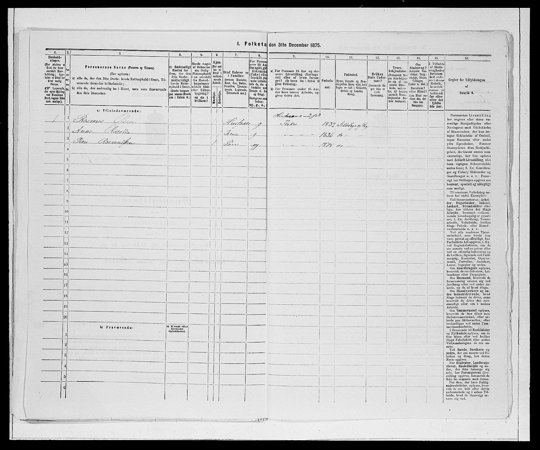 SAB, Folketelling 1875 for 1441P Selje prestegjeld, 1875, s. 929