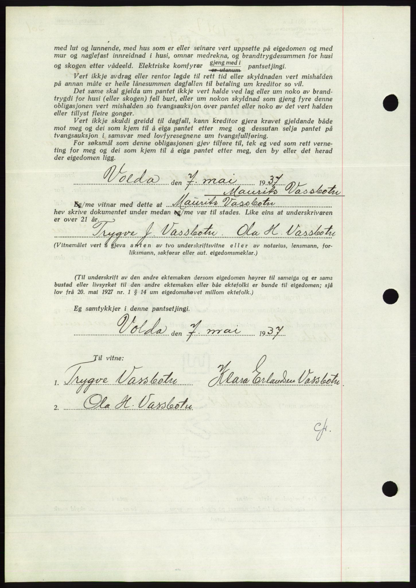 Søre Sunnmøre sorenskriveri, AV/SAT-A-4122/1/2/2C/L0063: Pantebok nr. 57, 1937-1937, Dagboknr: 1017/1937