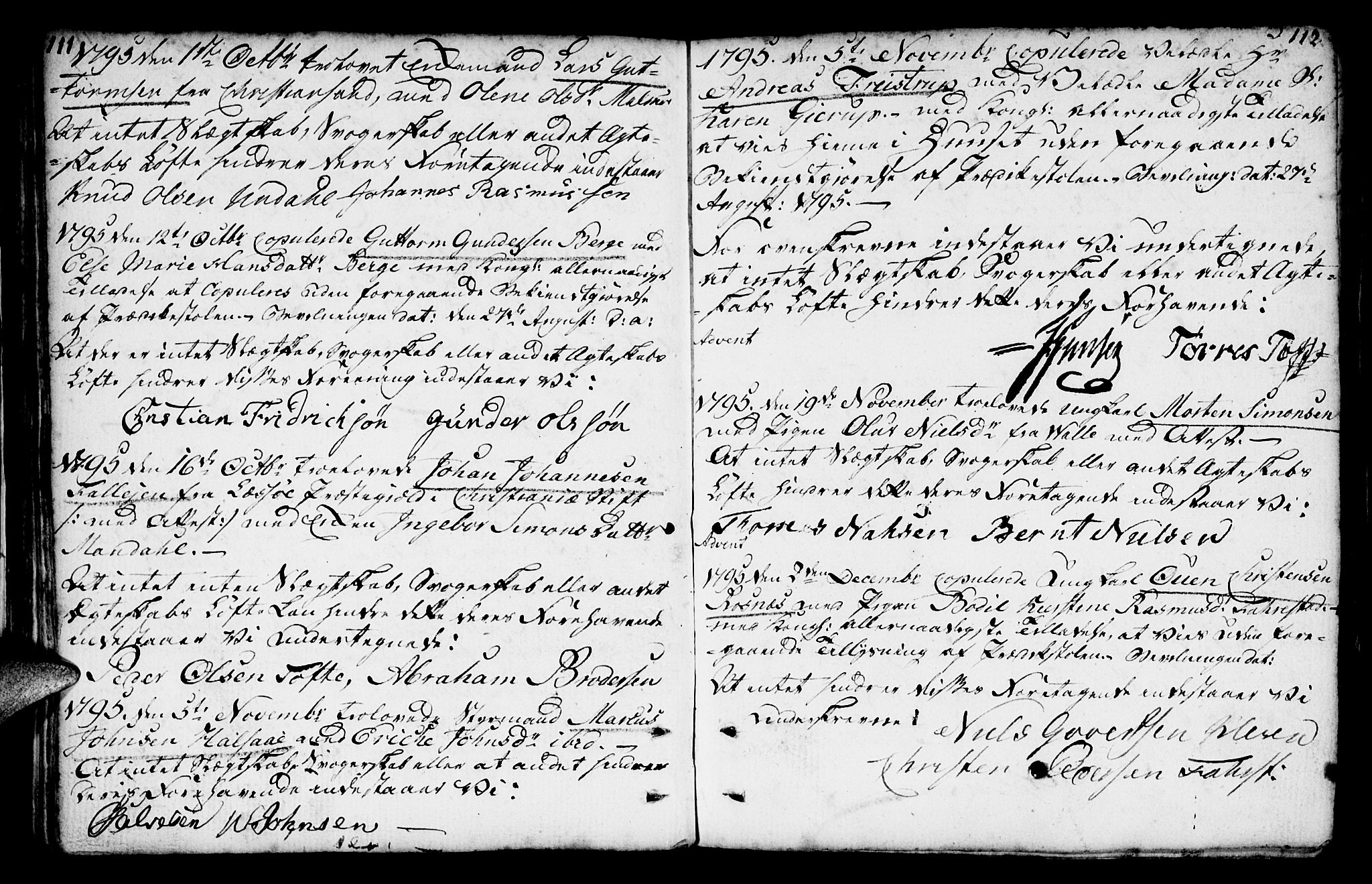 Mandal sokneprestkontor, AV/SAK-1111-0030/F/Fa/Faa/L0007: Ministerialbok nr. A 7, 1783-1818, s. 111-112